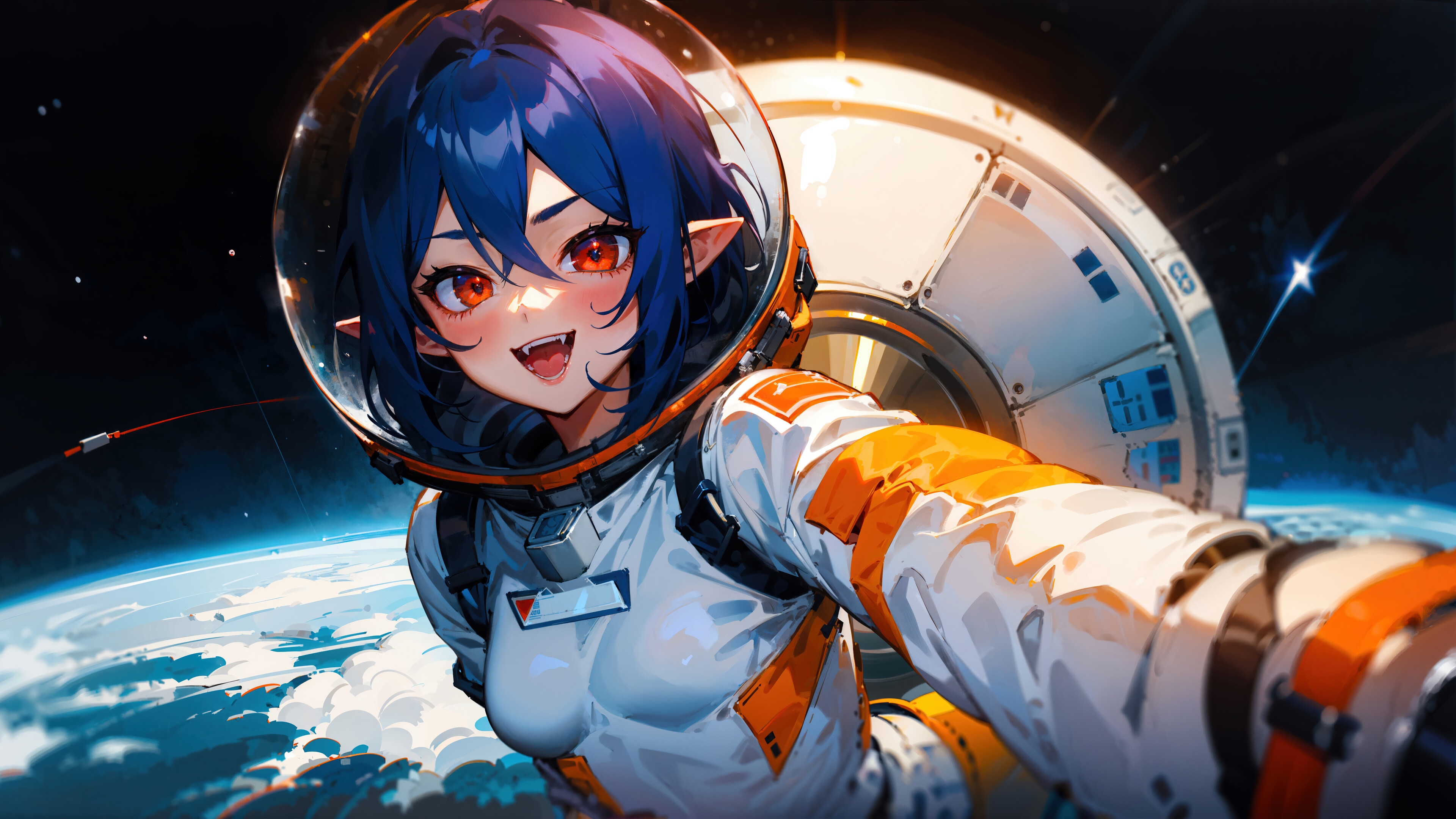 Anime Vampire Astronaut in Space 4K HD Wallpaper