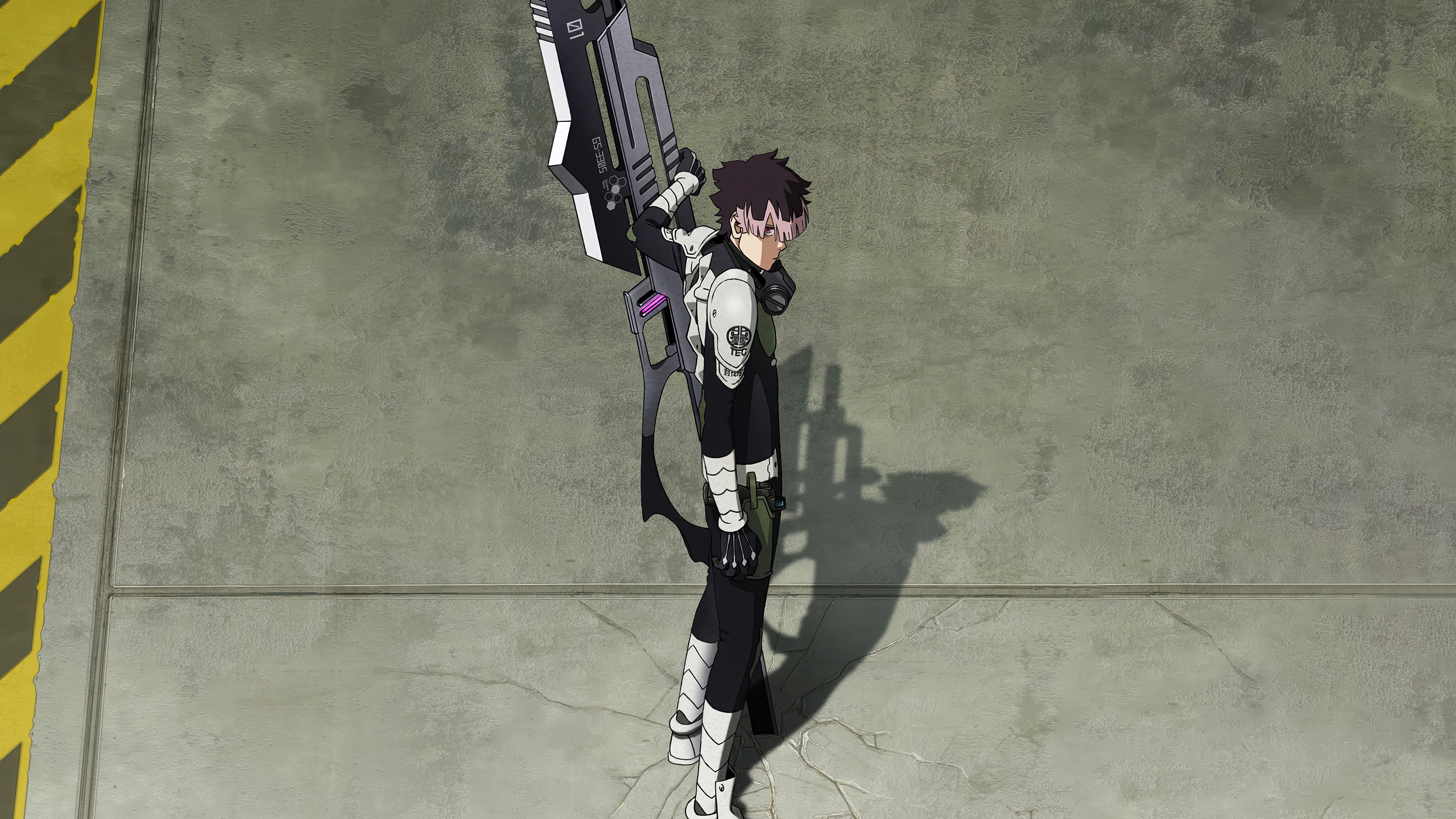 Gen Narumi from Kaiju No. 8. holding a large weapon HD Wallpaper