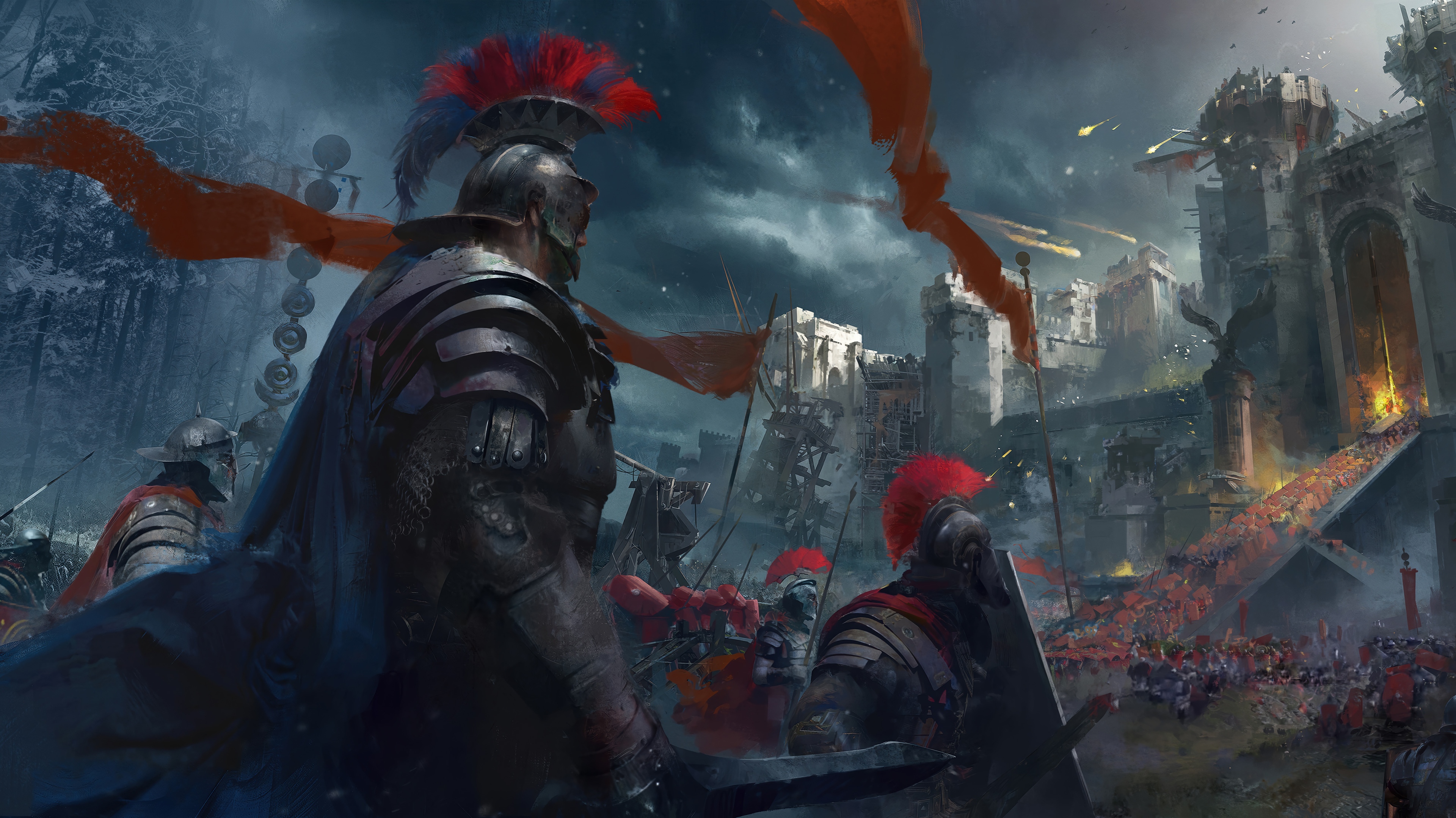 Roman Army Siege of a Fantasy Castle 4K HD Wallpaper