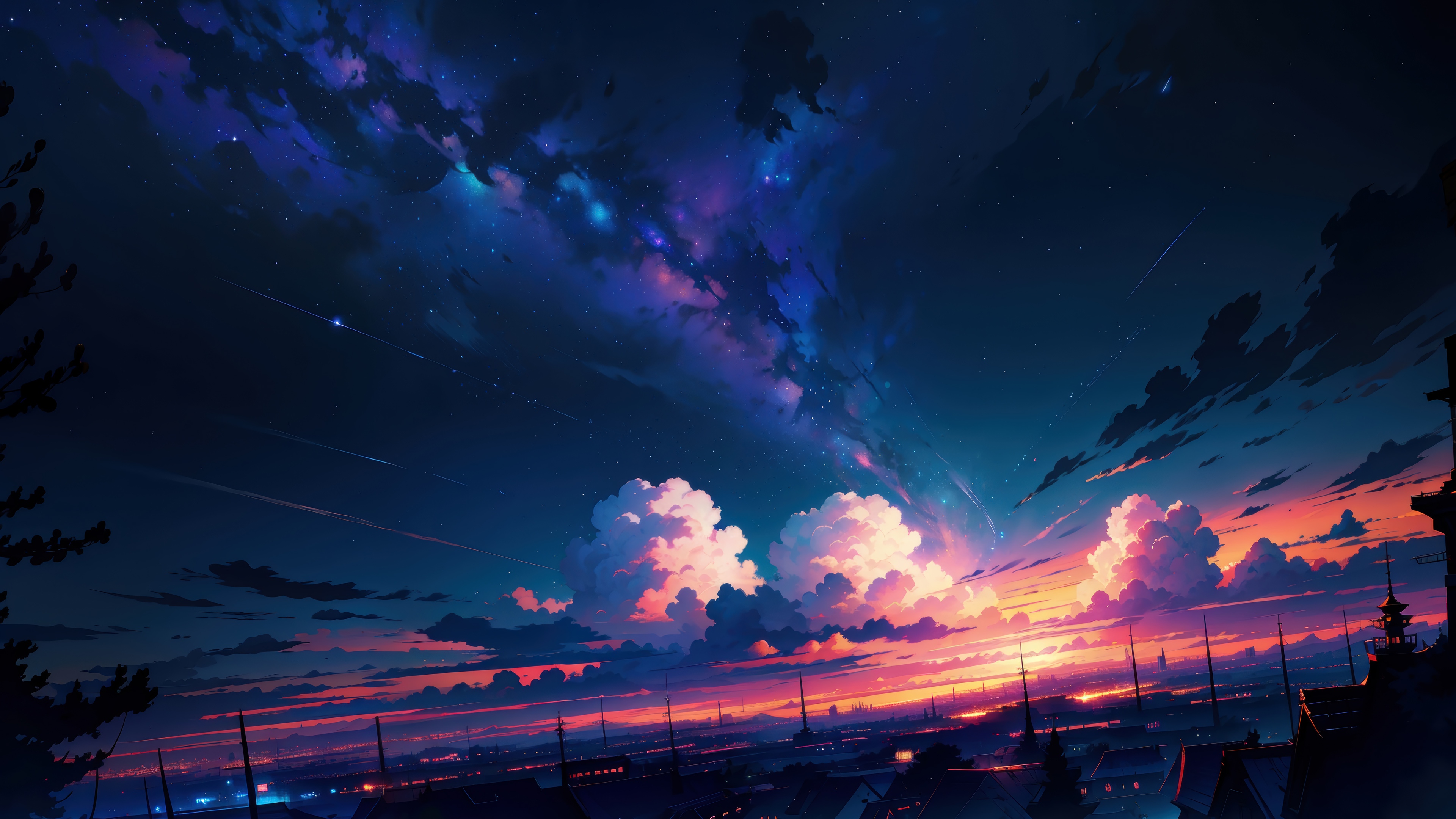 Sunset Sky with Clouds and Milky Way 4K HD Wallpaper