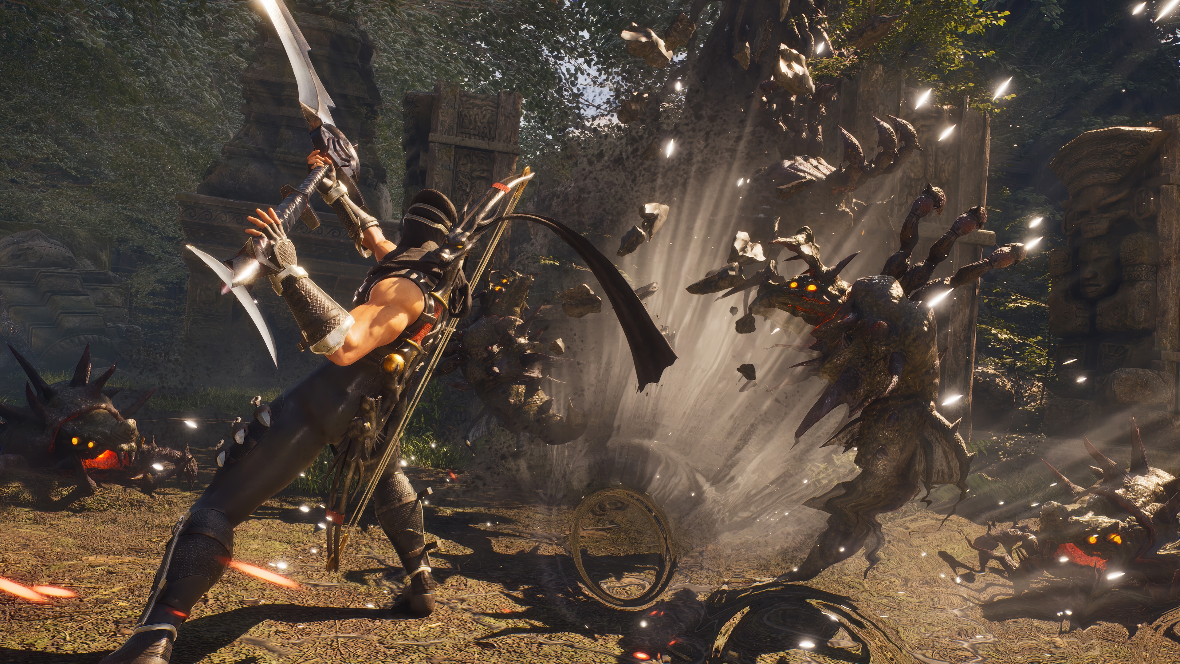 Ryu Hayabusa fighting monsters in Ninja Gaiden 2 4K HD Wallpaper