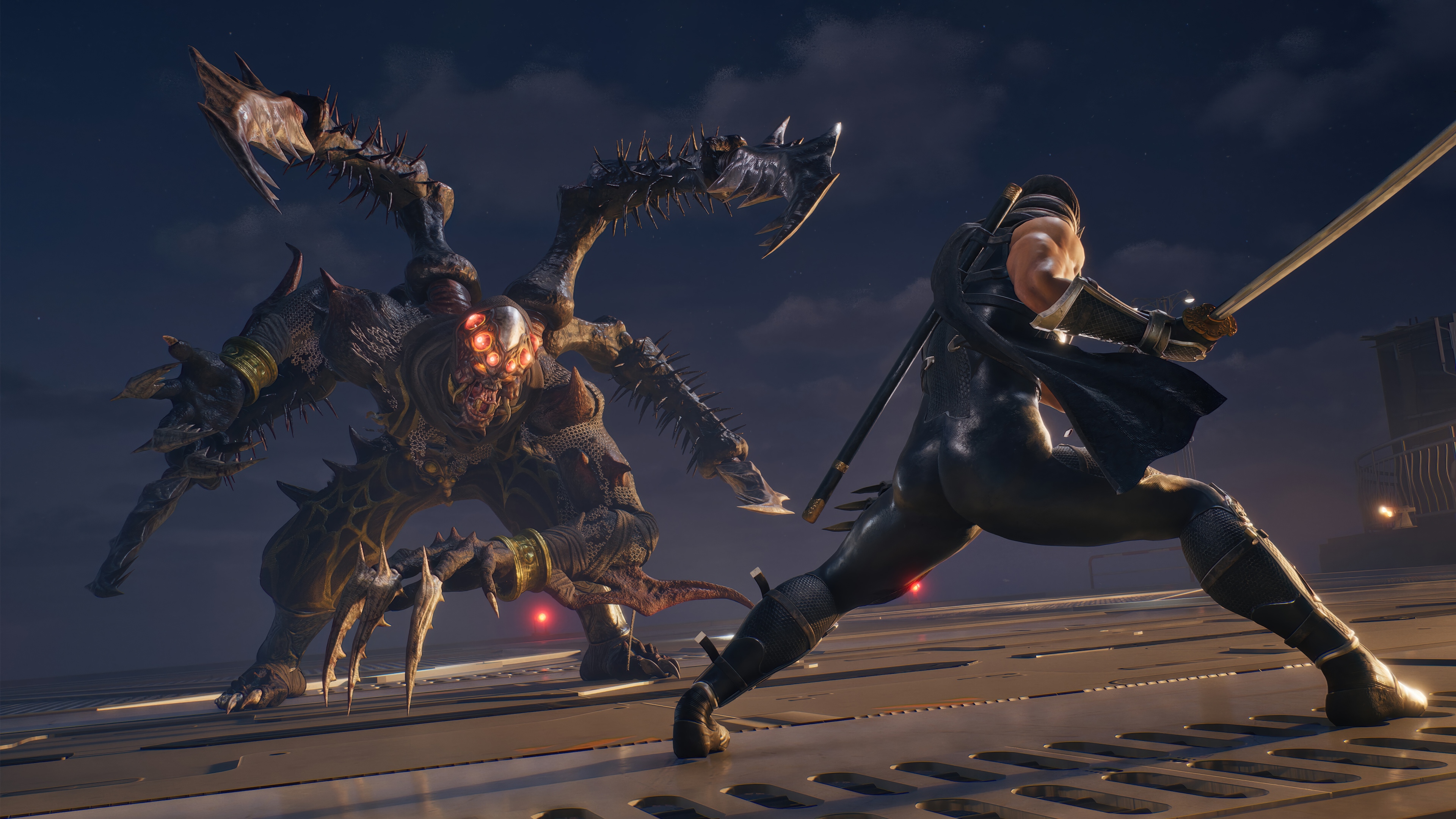 Ryu Hayabusa fights a monster in Ninja Gaiden 2 4K HD Wallpaper
