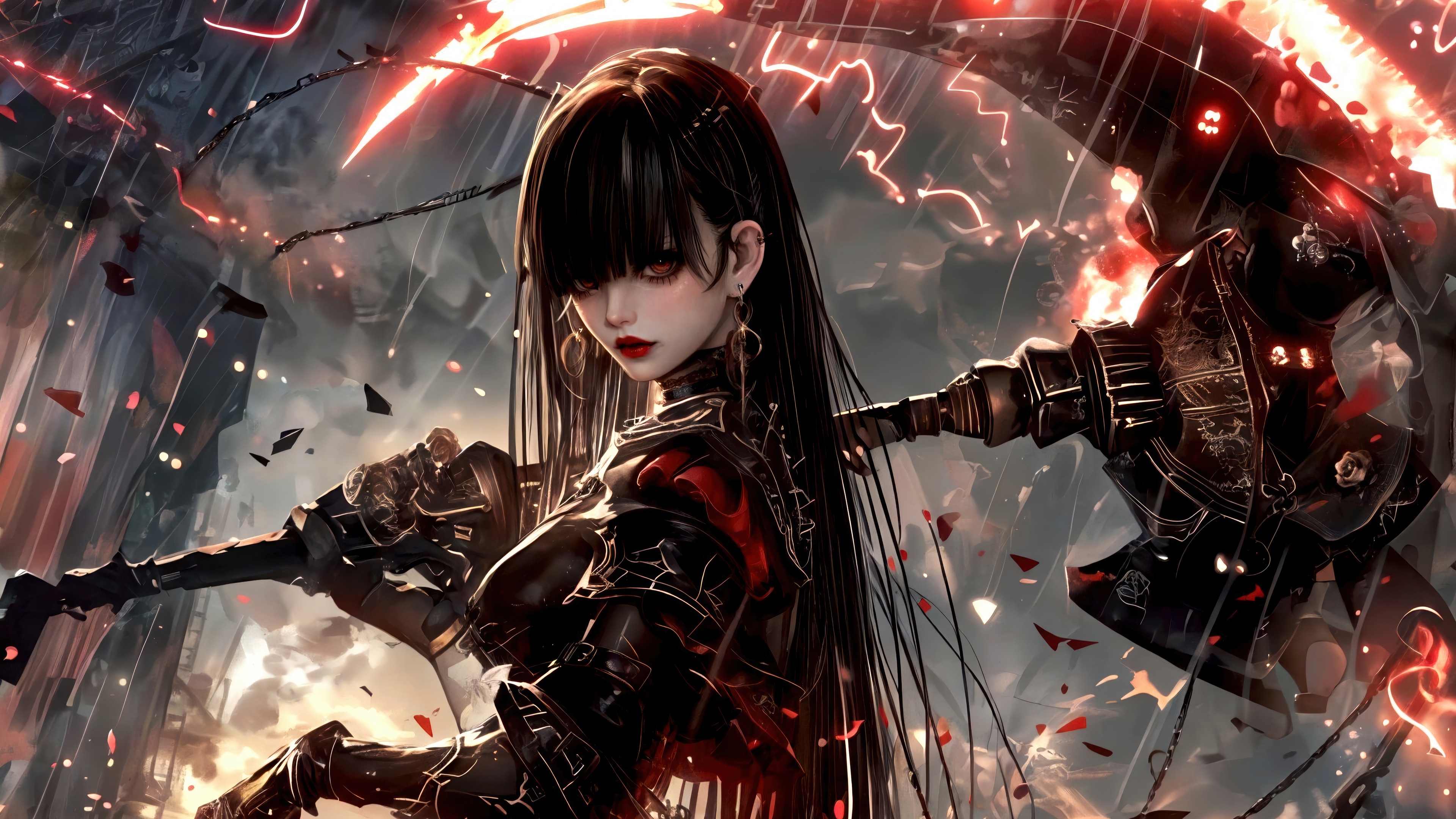 Anime Warrior Girl with Axe 4K HD Wallpaper