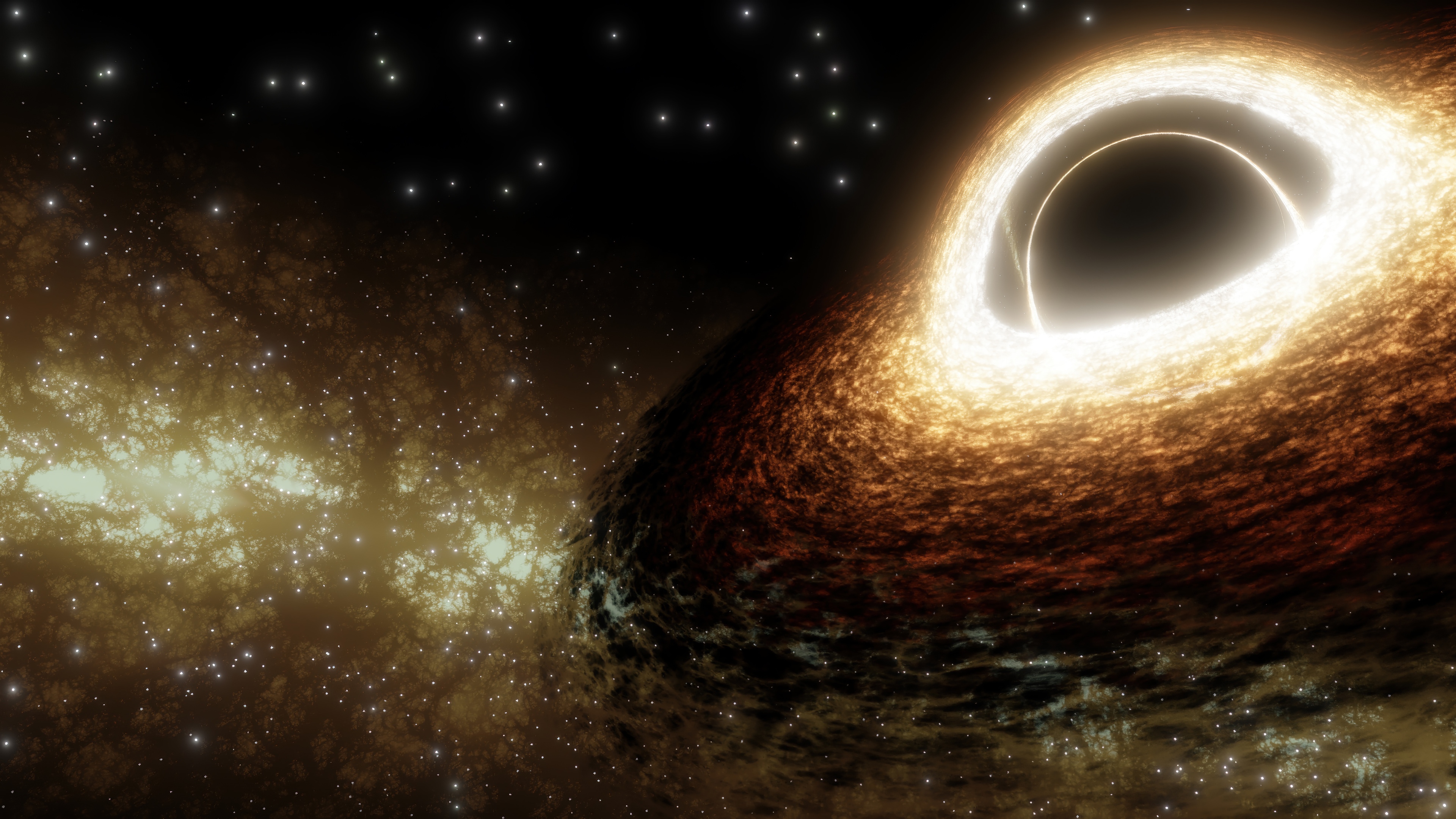 Black Hole with Accretion Disk in Space 4K HD Wallpaper