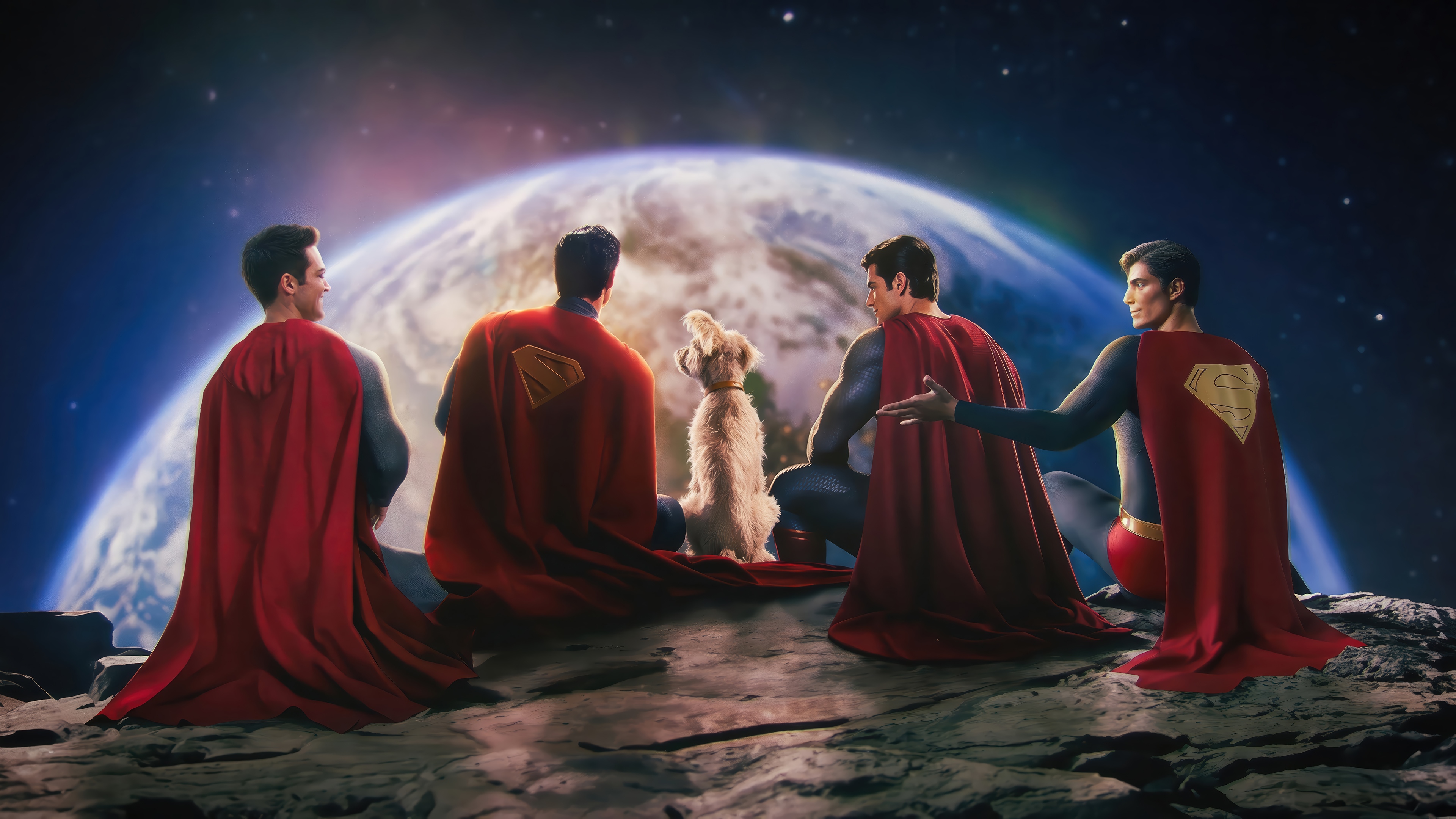 Superman and Krypto looking at Earth 4K HD Wallpaper