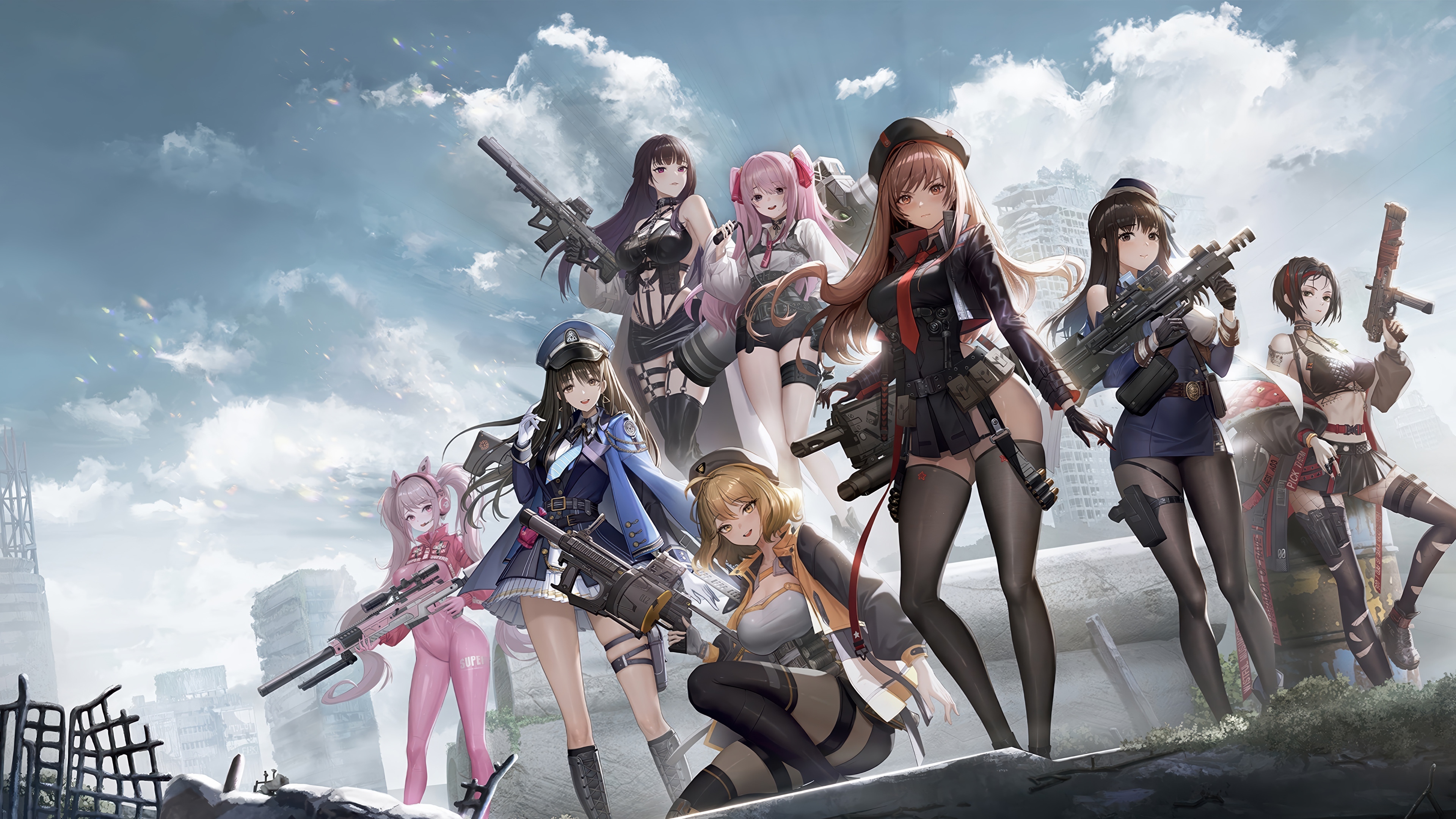Nikke: Goddess of Victory characters with guns HD Wallpaper