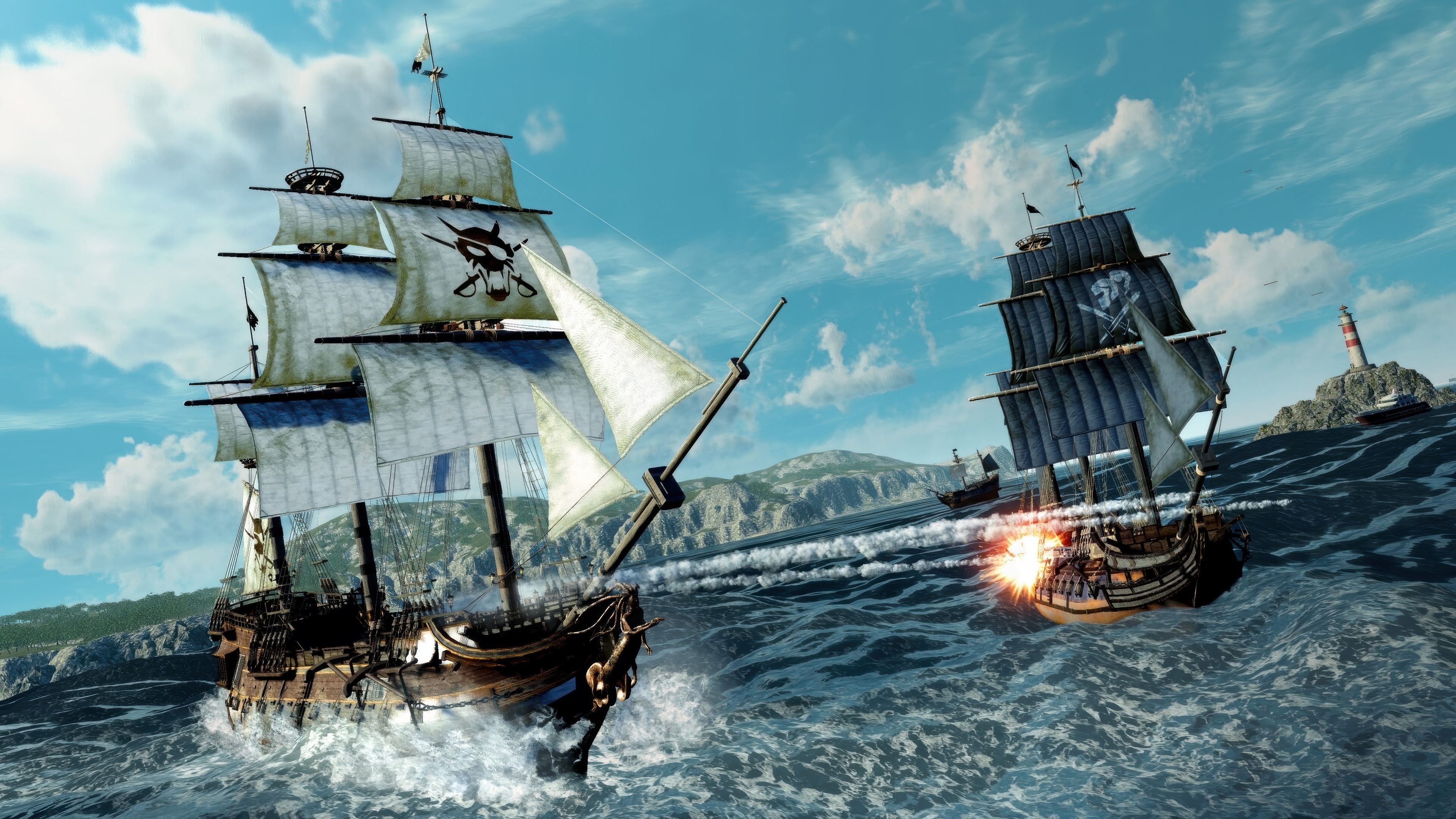 Pirate Ships Battle in 4K HD Wallpaper
