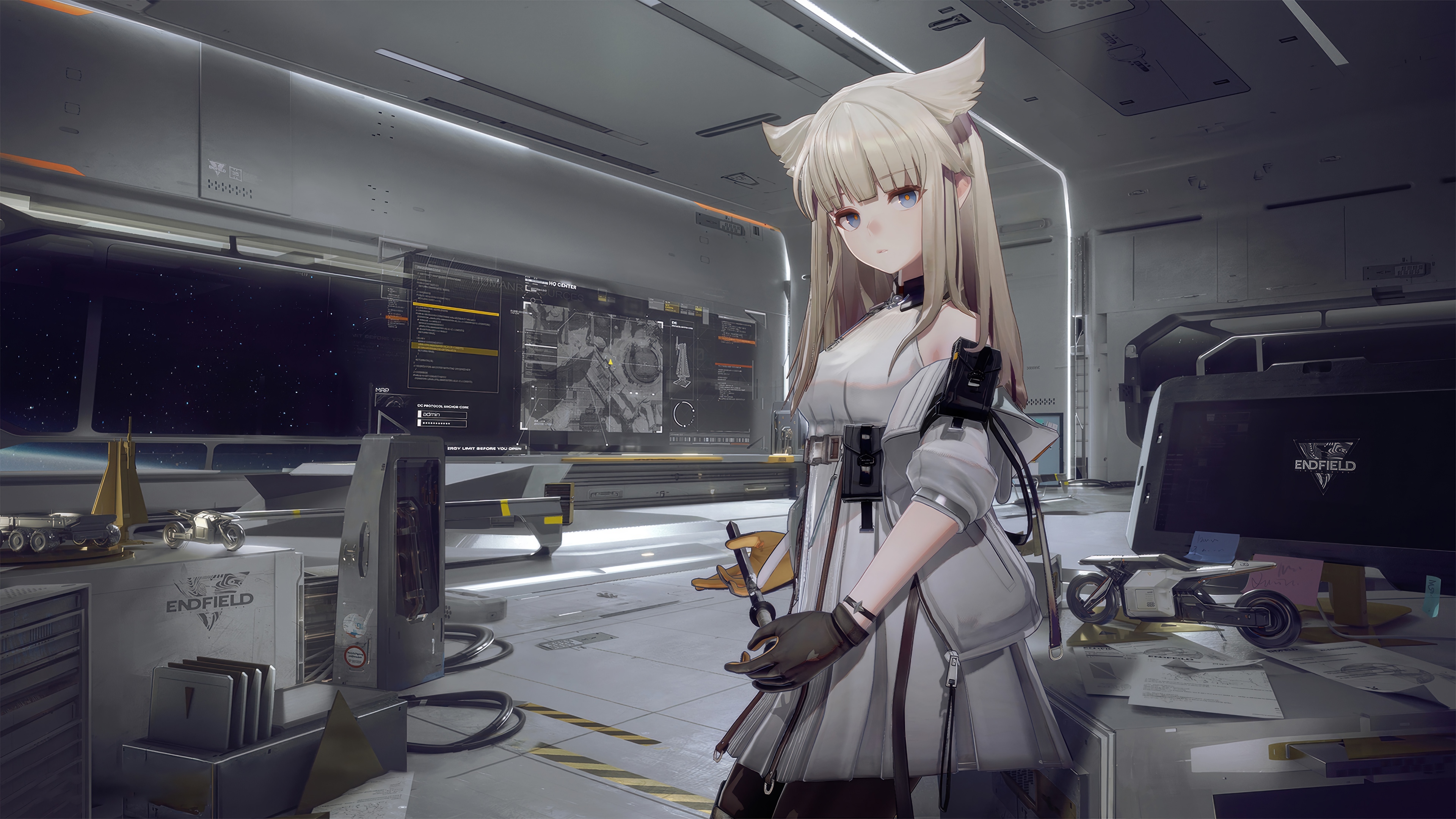 Arknights: Endfield 4K Perlica in a Sci-Fi Lab HD Wallpaper