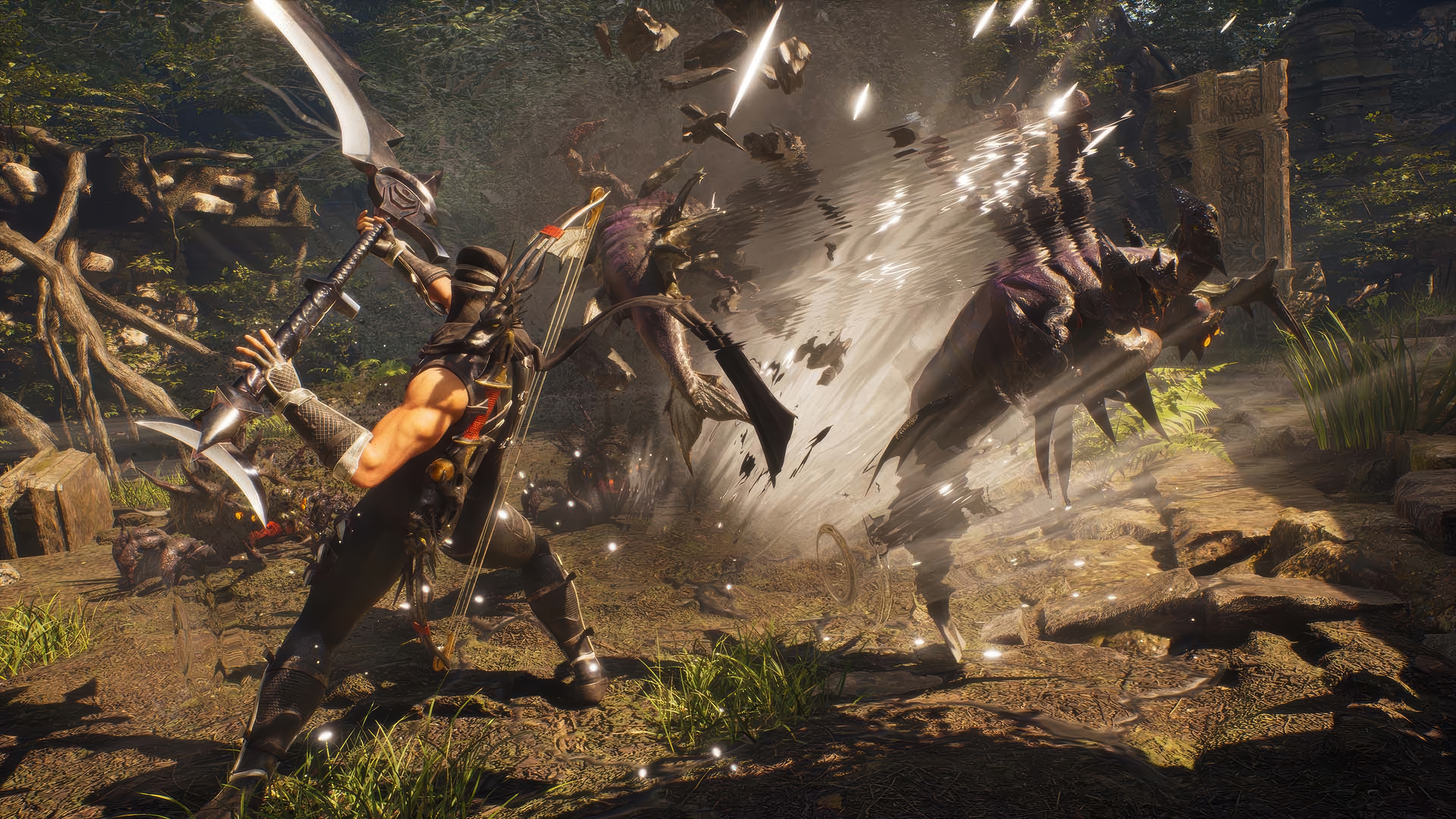 Ryu Hayabusa fighting monsters in Ninja Gaiden 2 4K HD Wallpaper