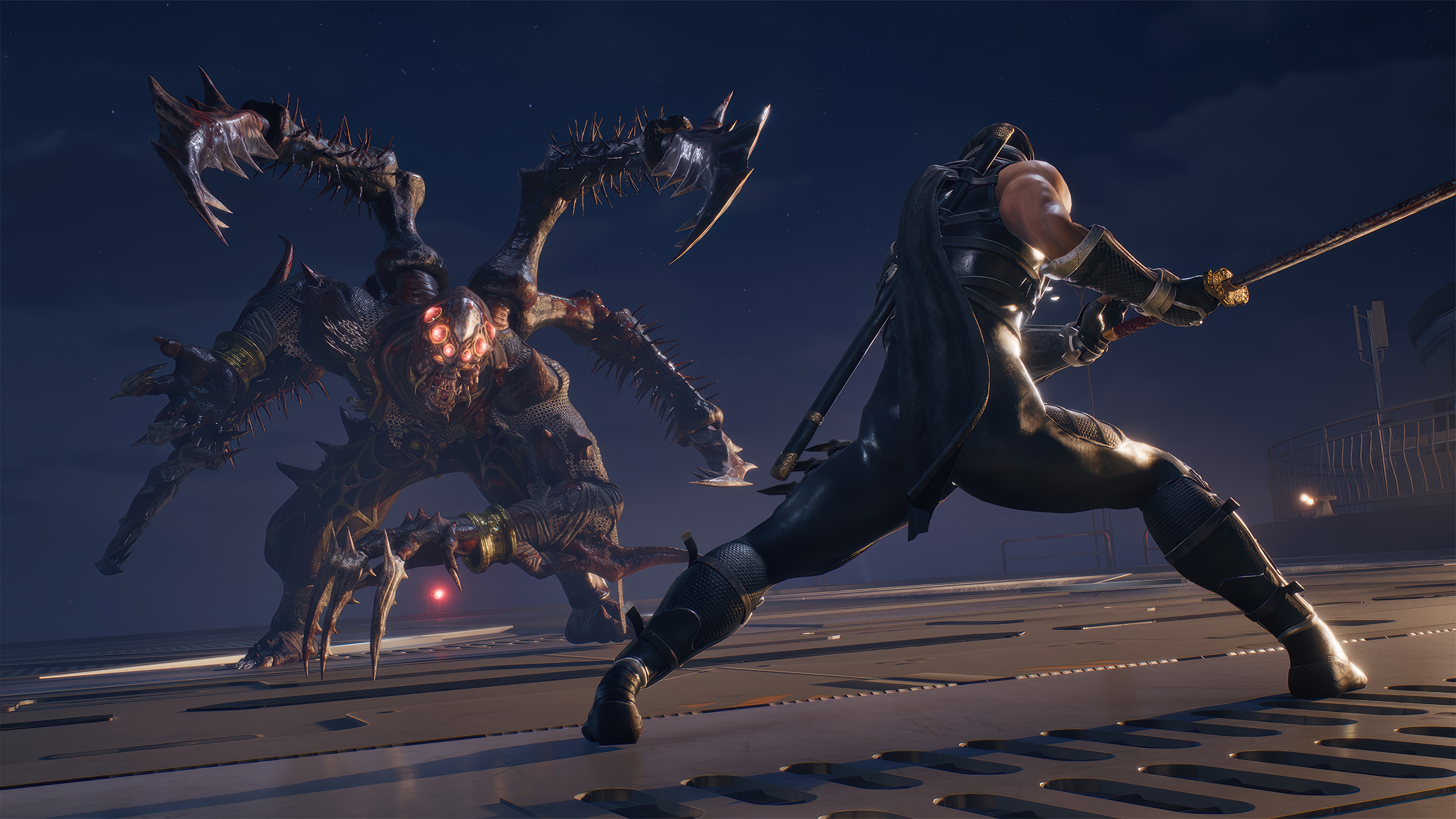Ryu Hayabusa fights a monster in Ninja Gaiden 2 4K HD Wallpaper