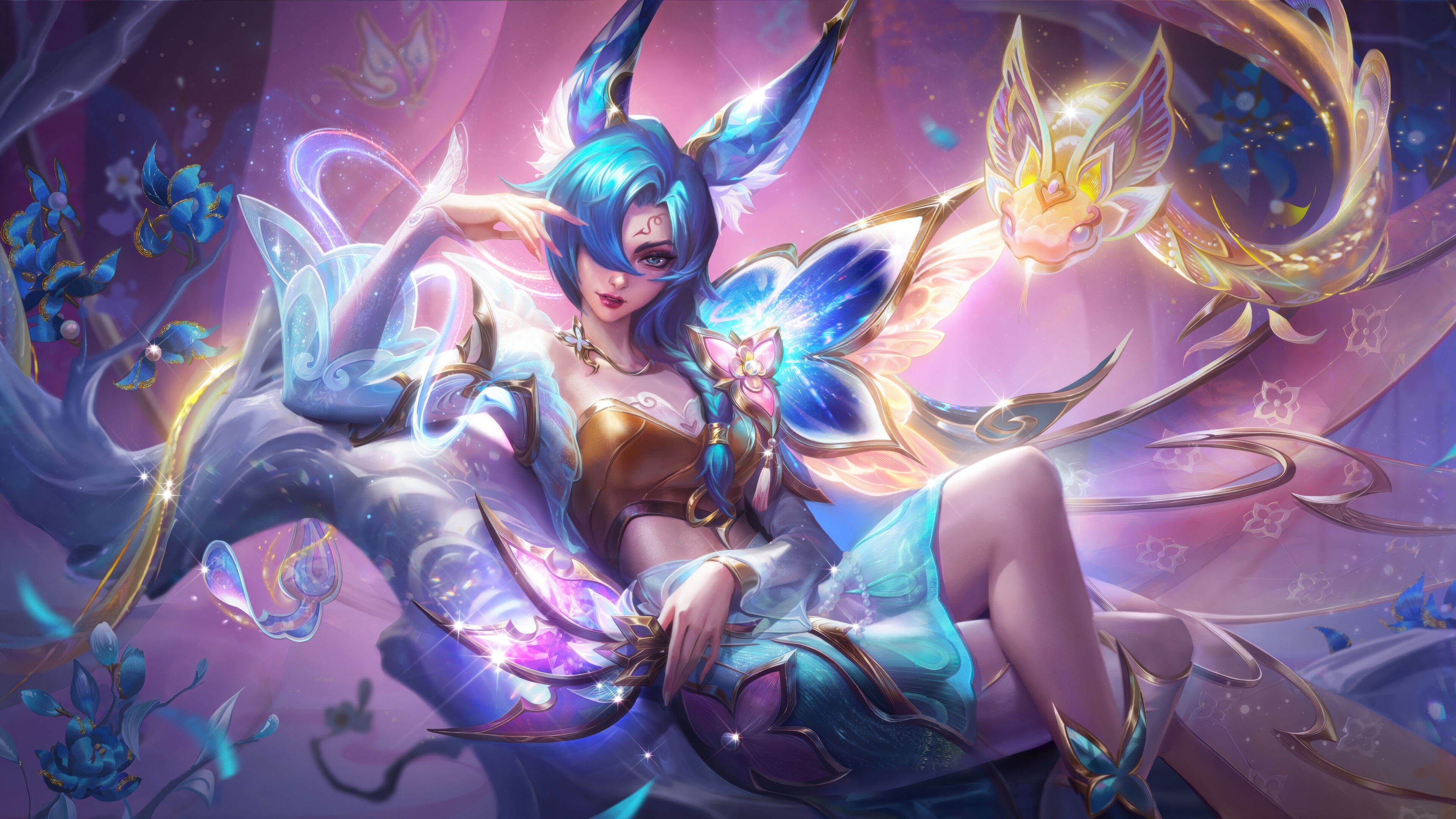 Xayah Celestial Embroidery Splash Art 4K HD Wallpaper