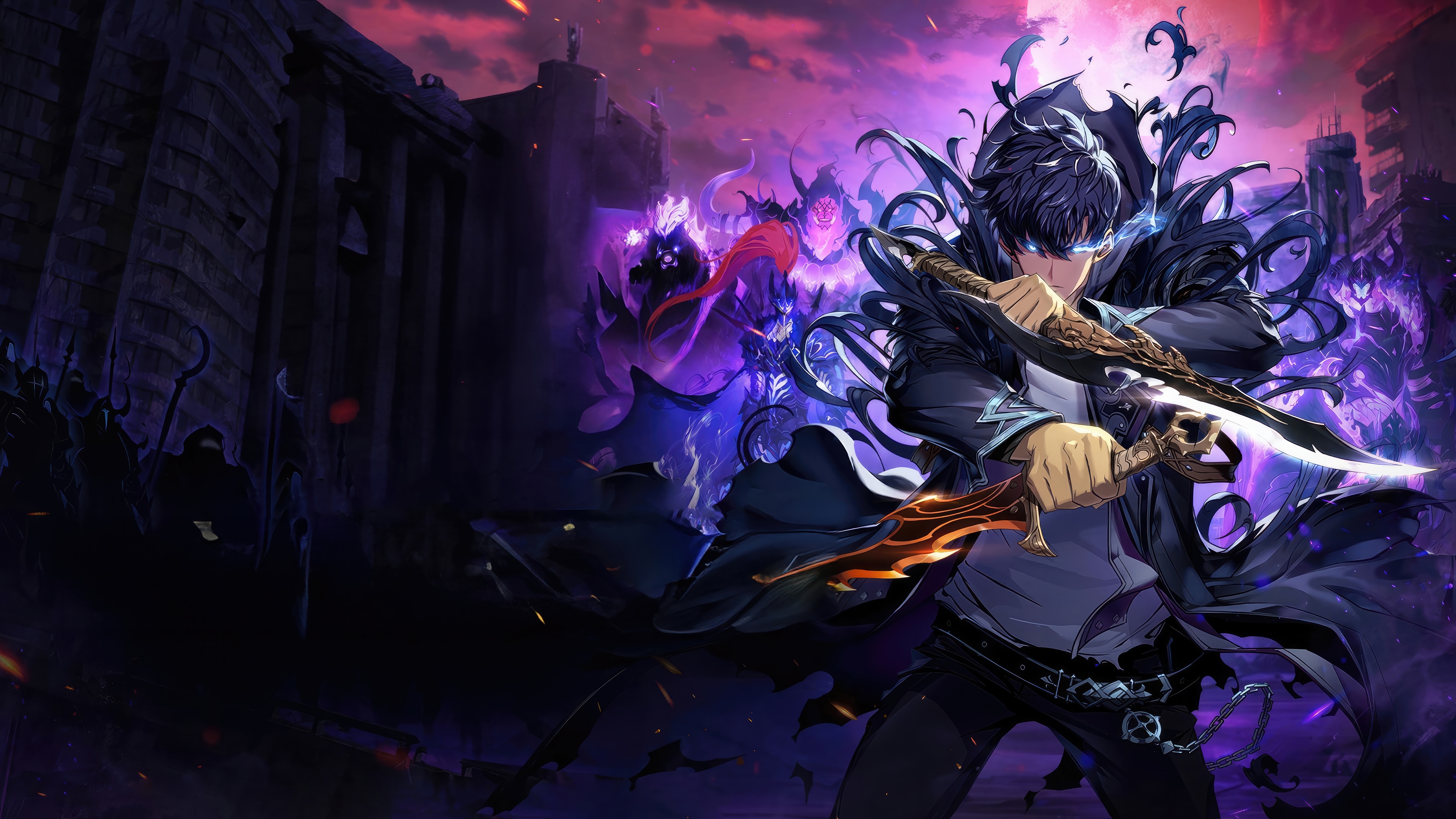 Sung Jin-Woo with Daggers in Solo Leveling: ARISE 4K HD Wallpaper