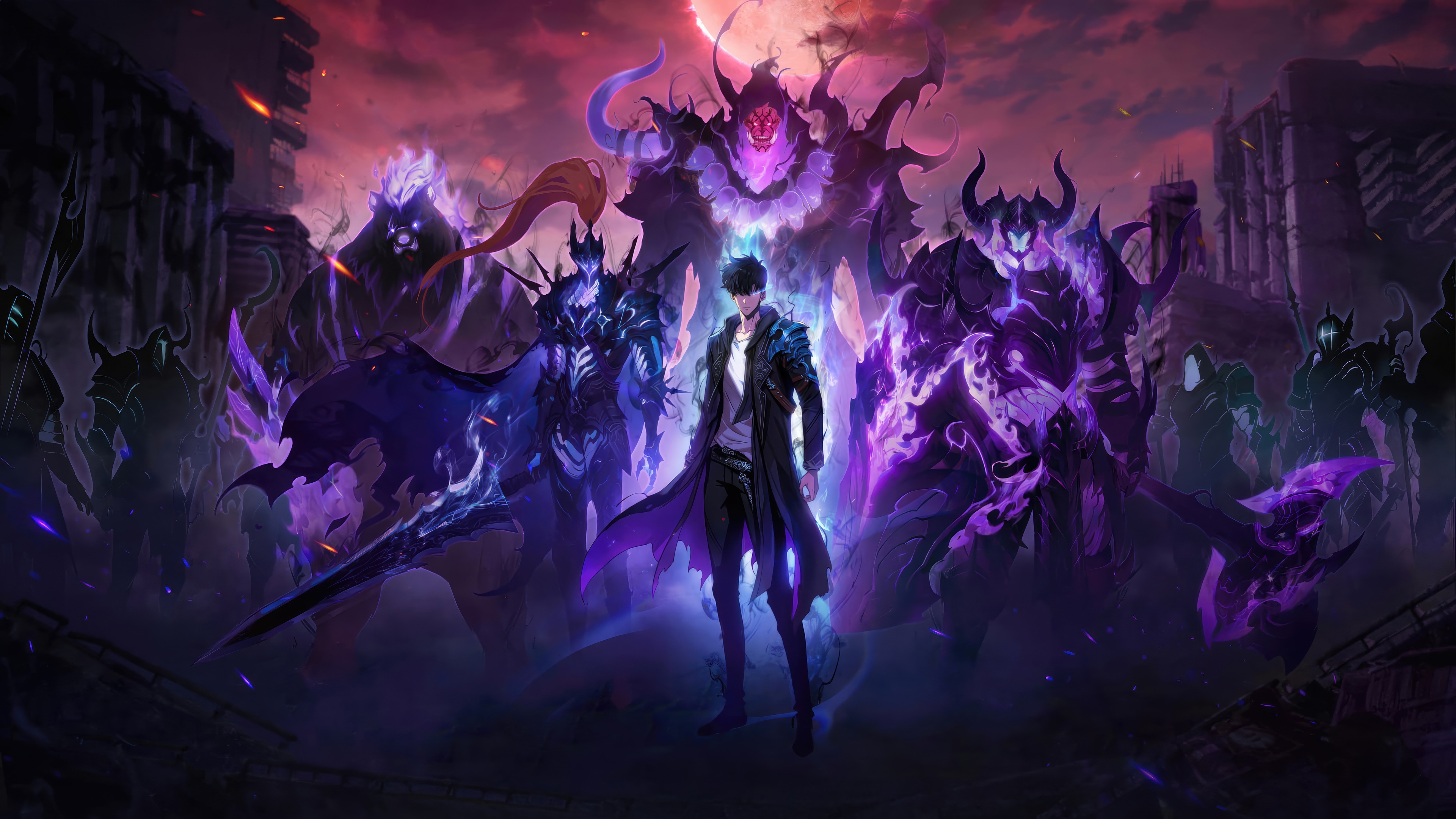Sung Jin-Woo and Shadow Army in Solo Leveling: ARISE 4K HD Wallpaper