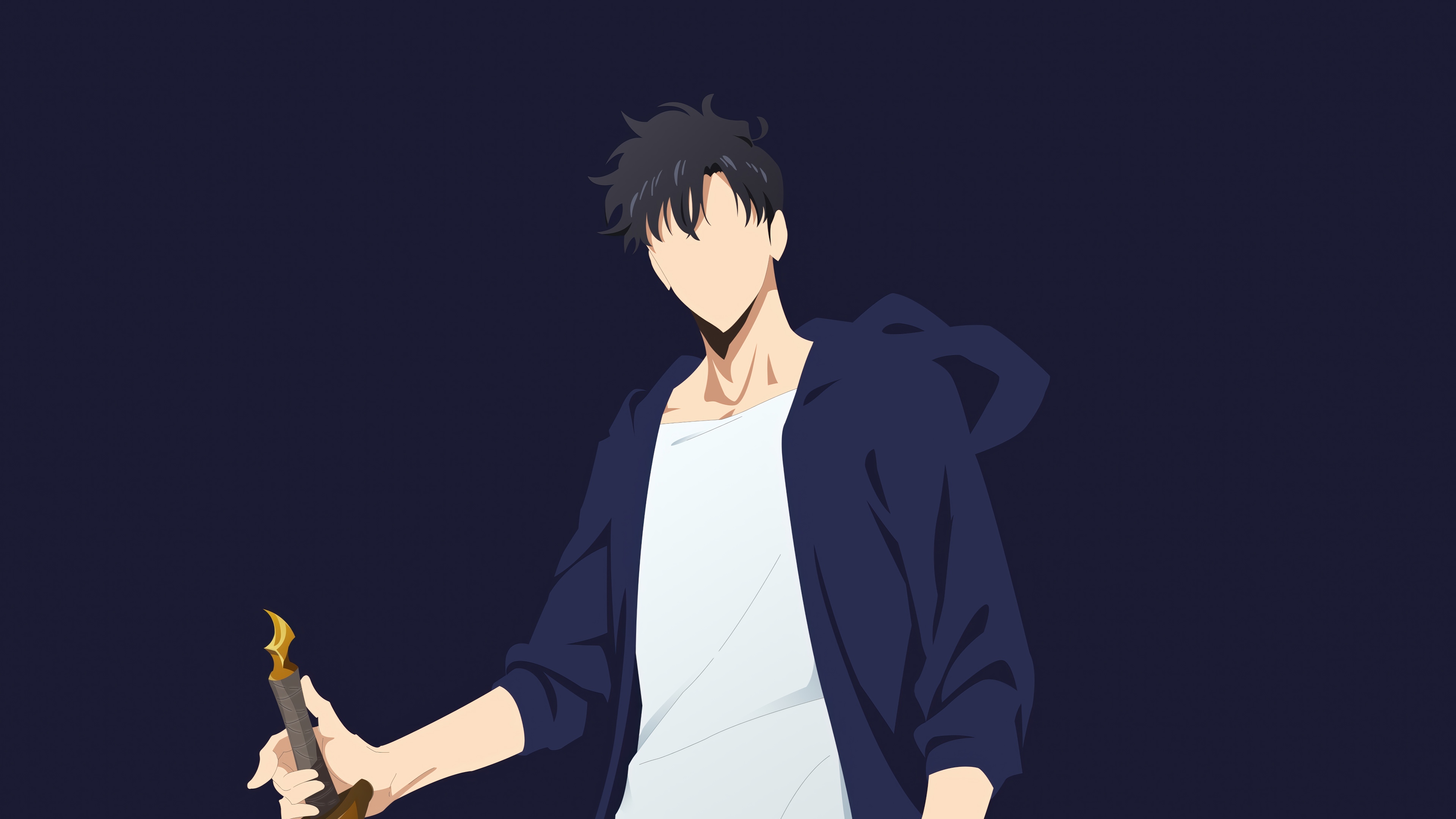 Sung Jin-Woo from Solo Leveling holding a sword HD Wallpaper