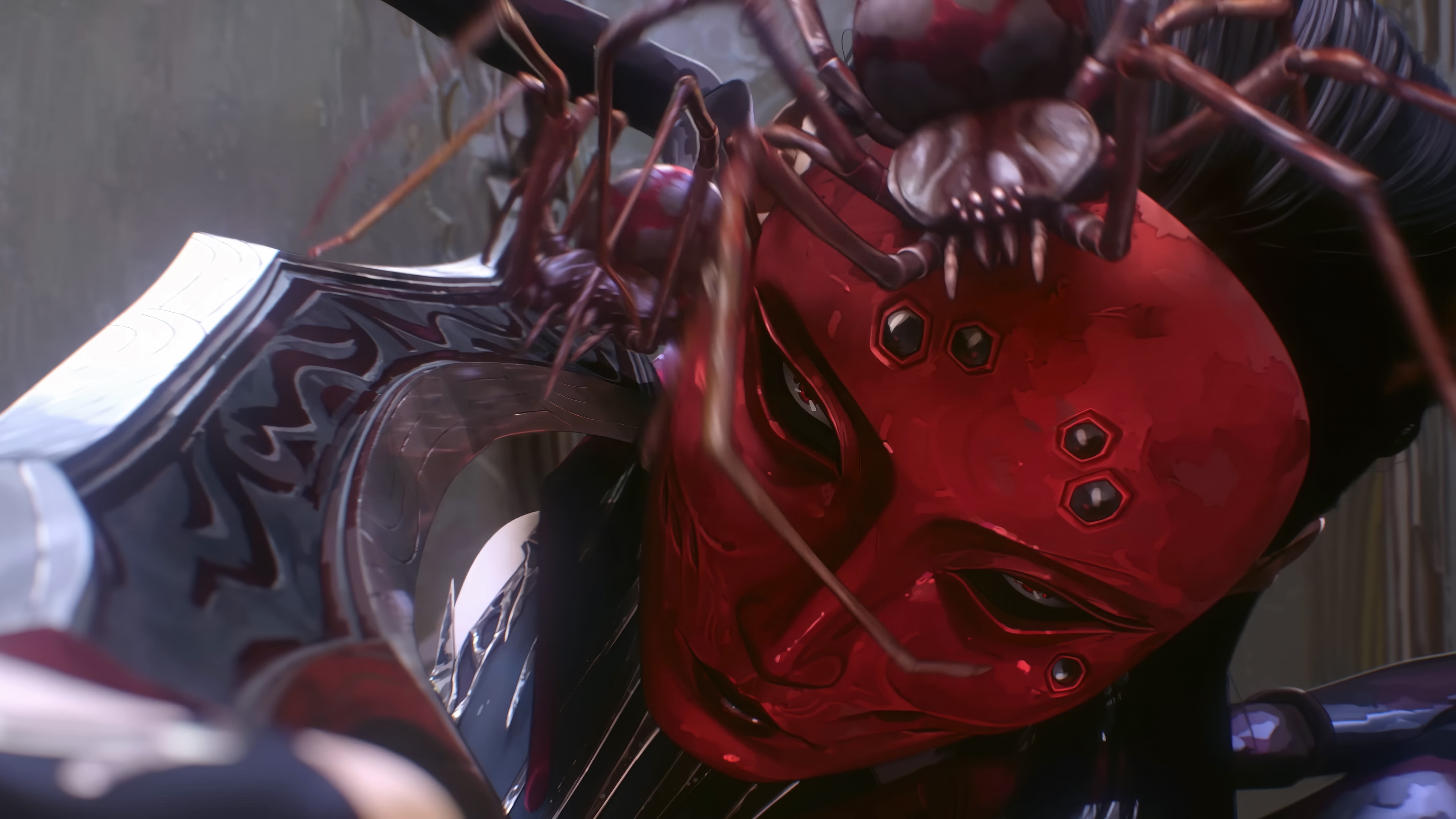 Elise from League of Legends with a spider HD Wallpaper