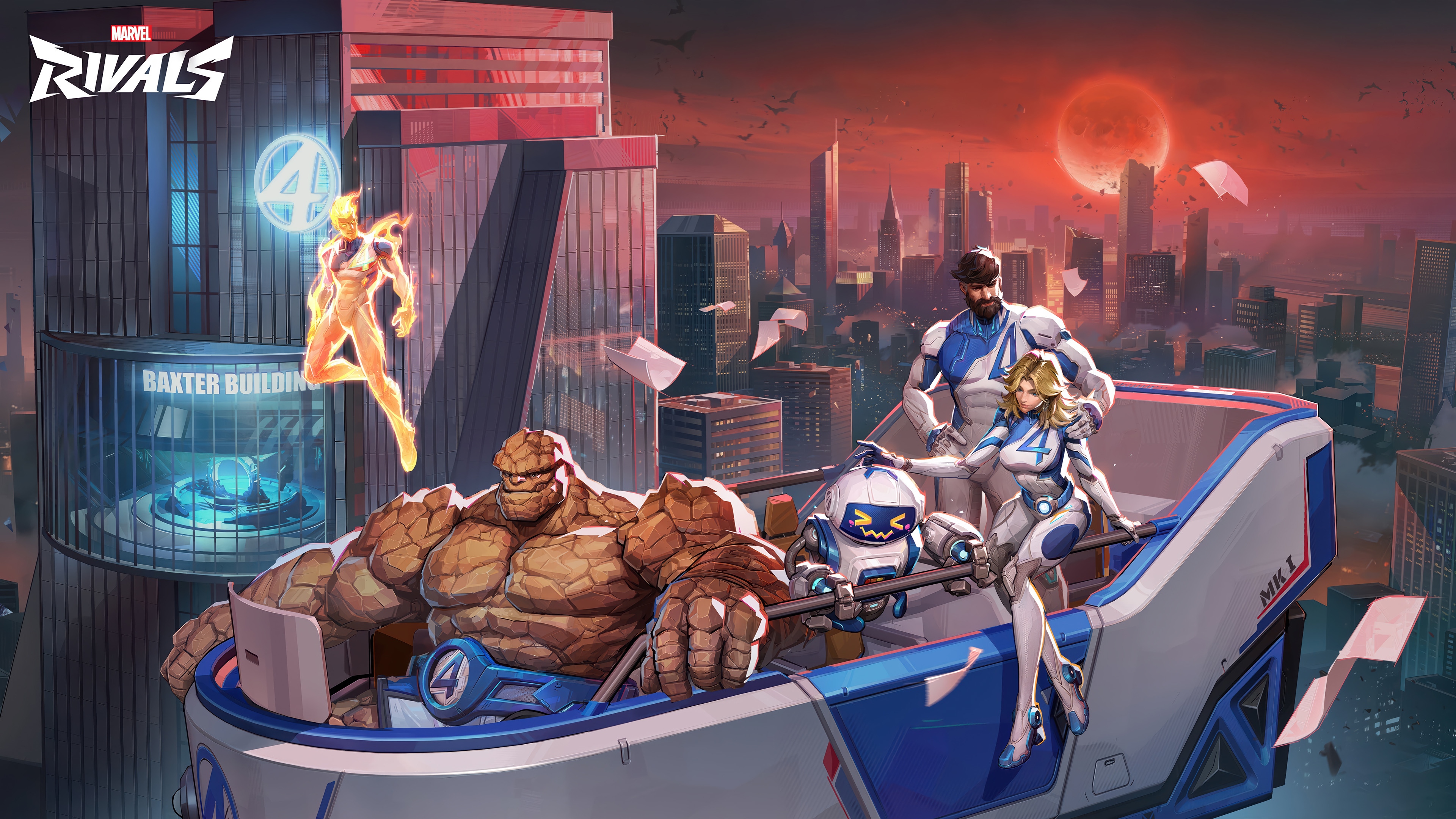Marvel Rivals Fantastic Four in a Futuristic City HD Wallpaper