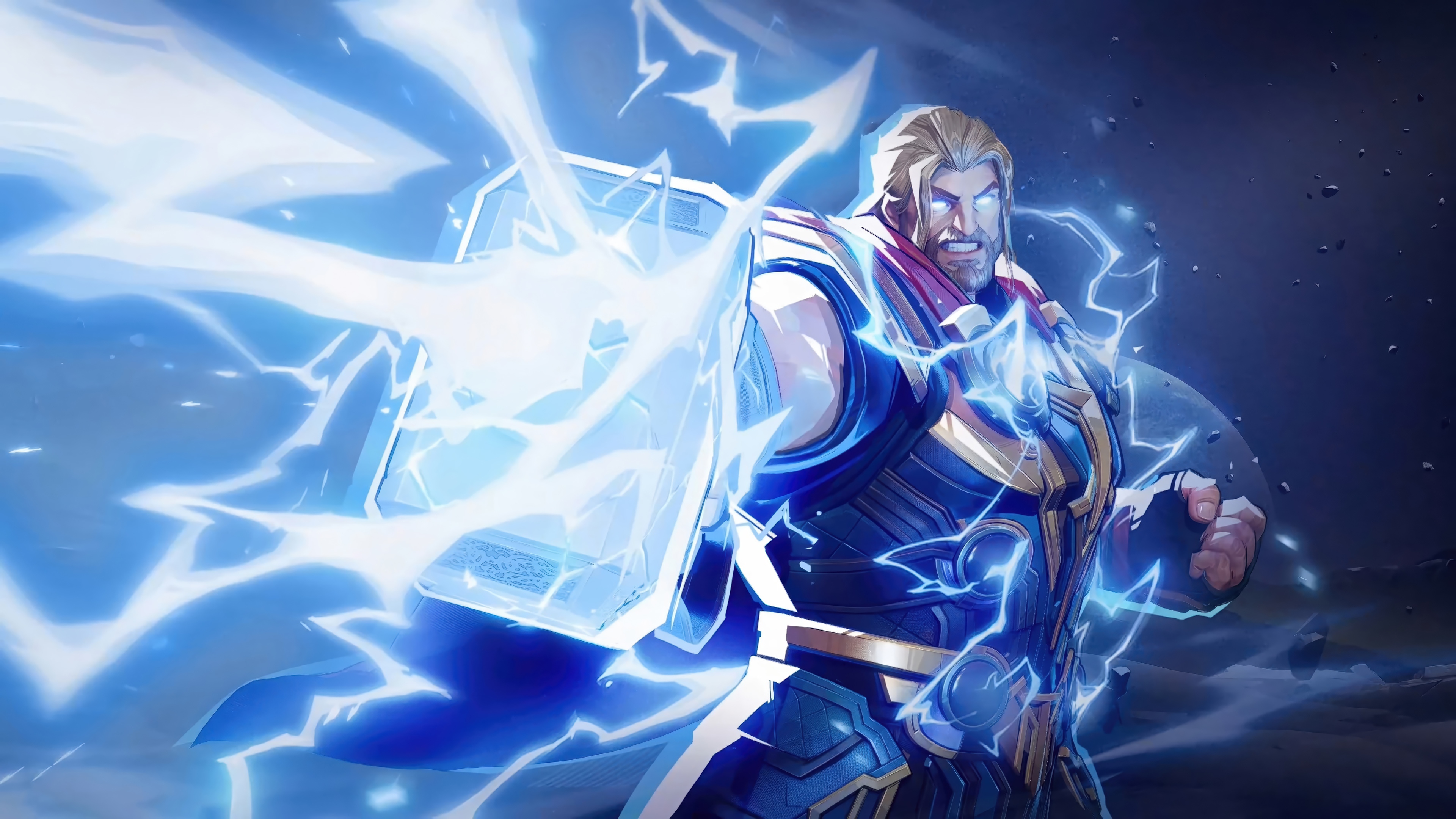 Thor from Marvel Rivals using Mjolnir with lightning HD Wallpaper