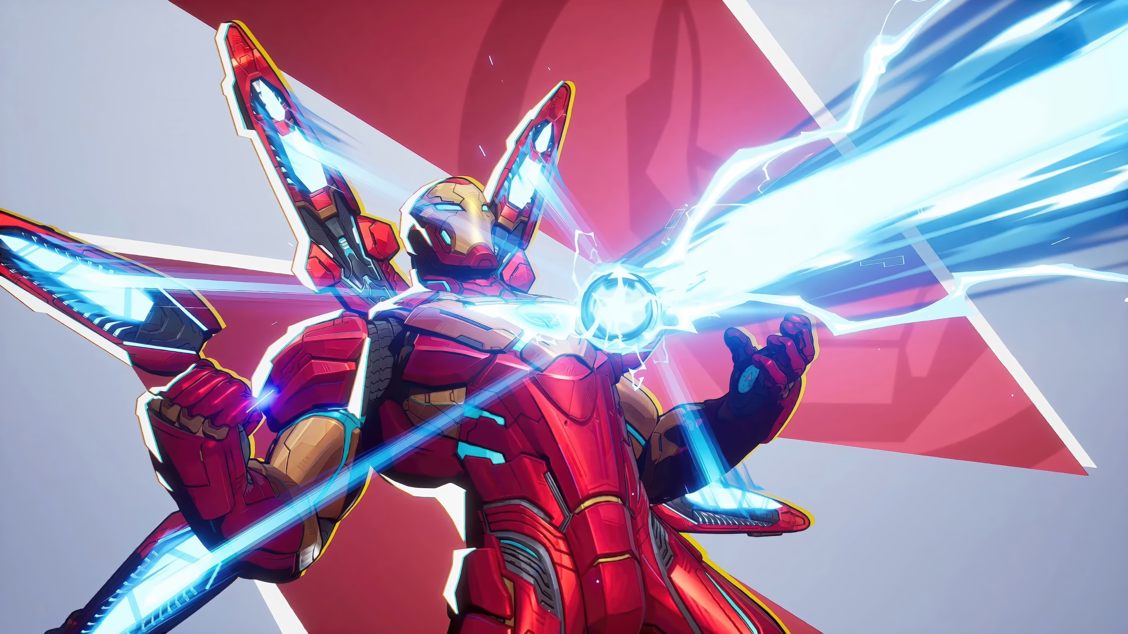 Iron Man firing energy blasts in Marvel Rivals 4K HD Wallpaper