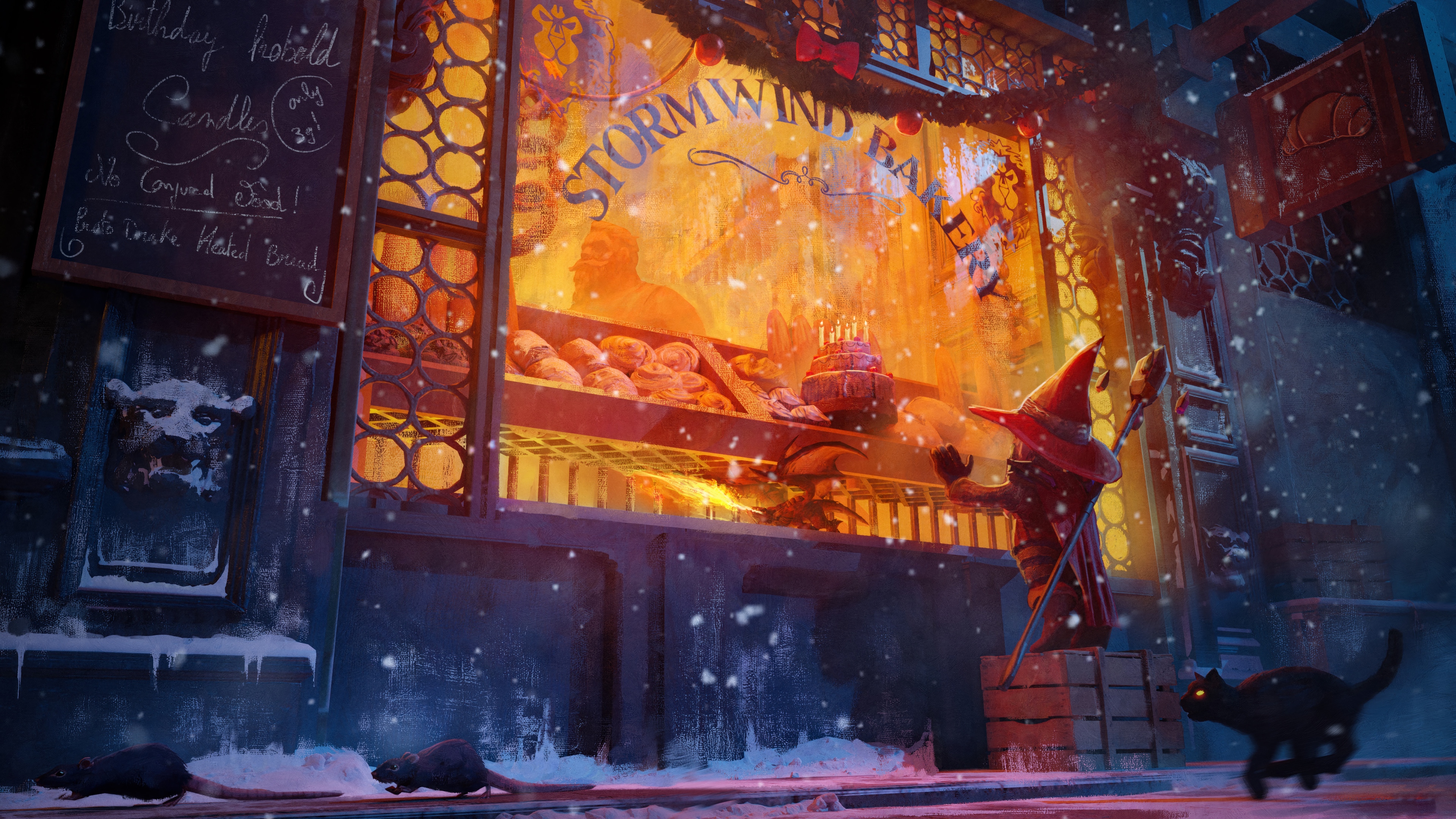 Stormwind Bakery at Christmas with Snow HD Wallpaper