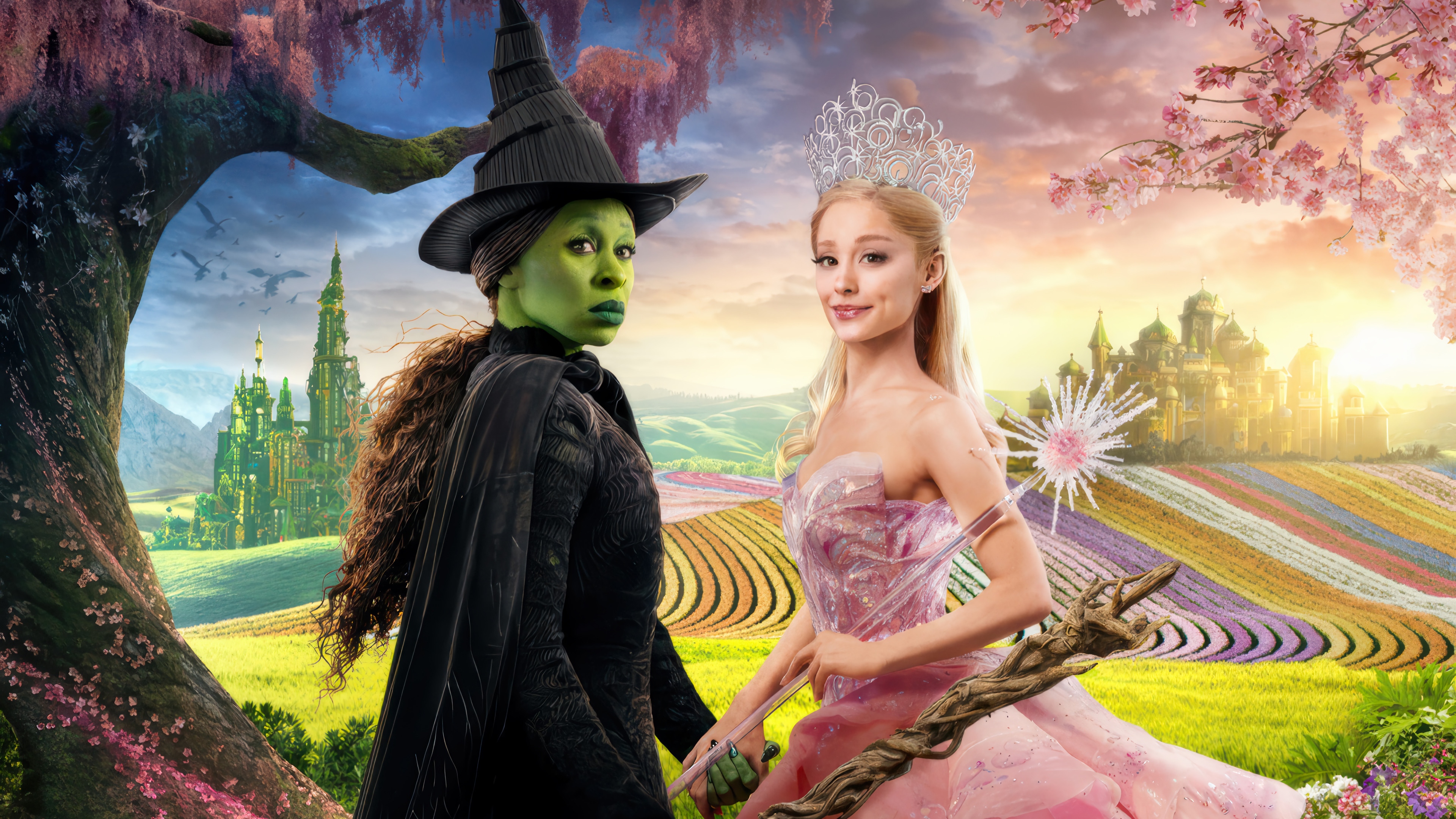 Wicked 2024 Cynthia Erivo Ariana Grande 4K HD Wallpaper