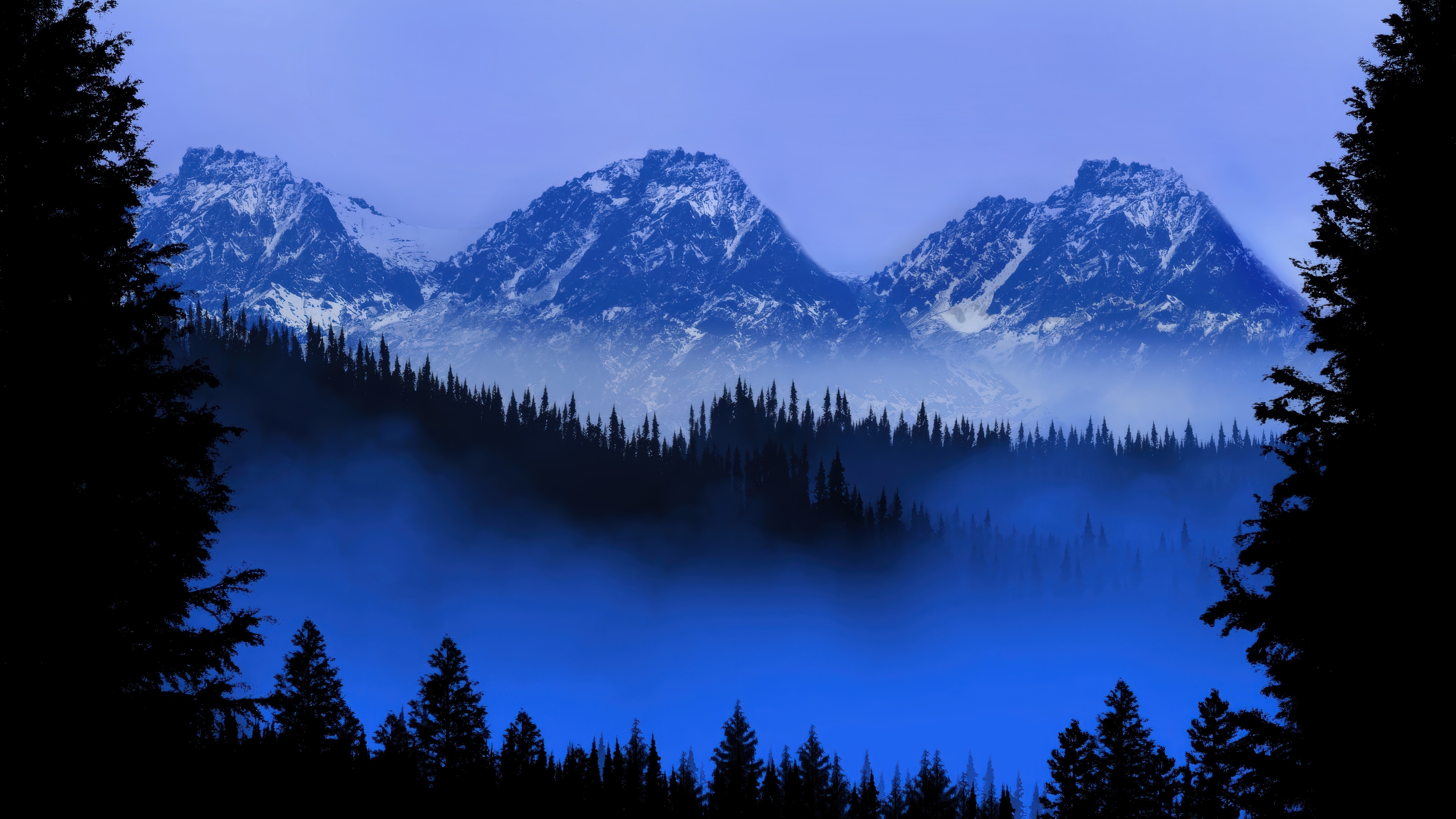 Digital Art 4K Mountain Forest Scenery HD Wallpaper