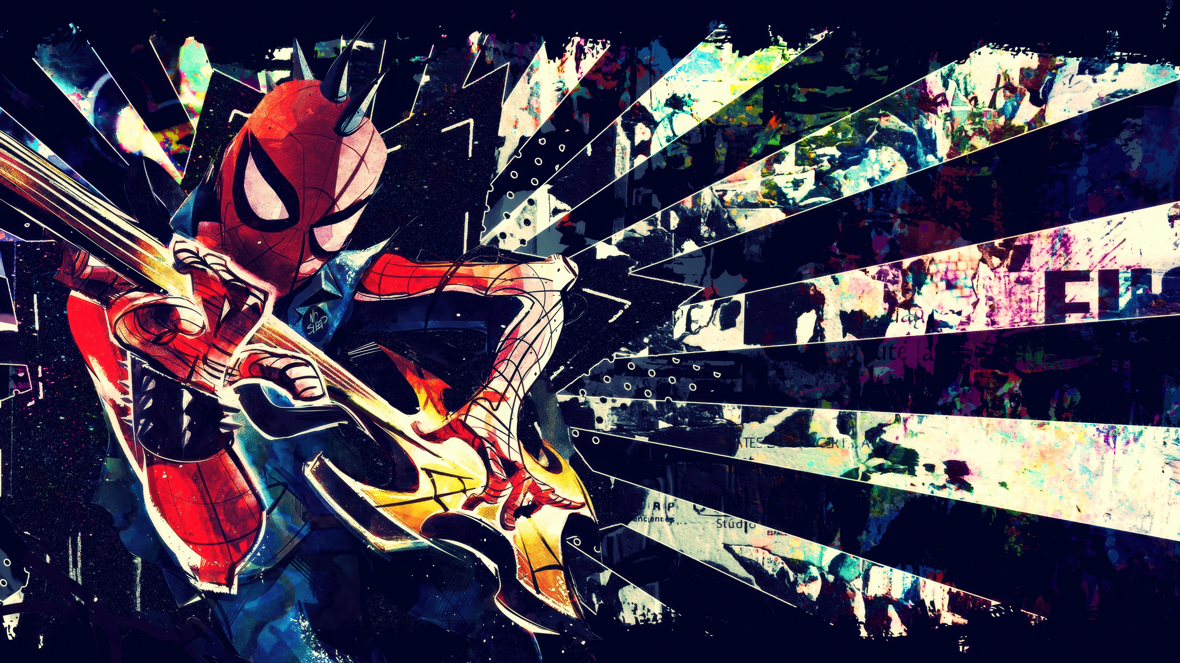 Spider-Punk Playing Guitar 4K HD Wallpaper