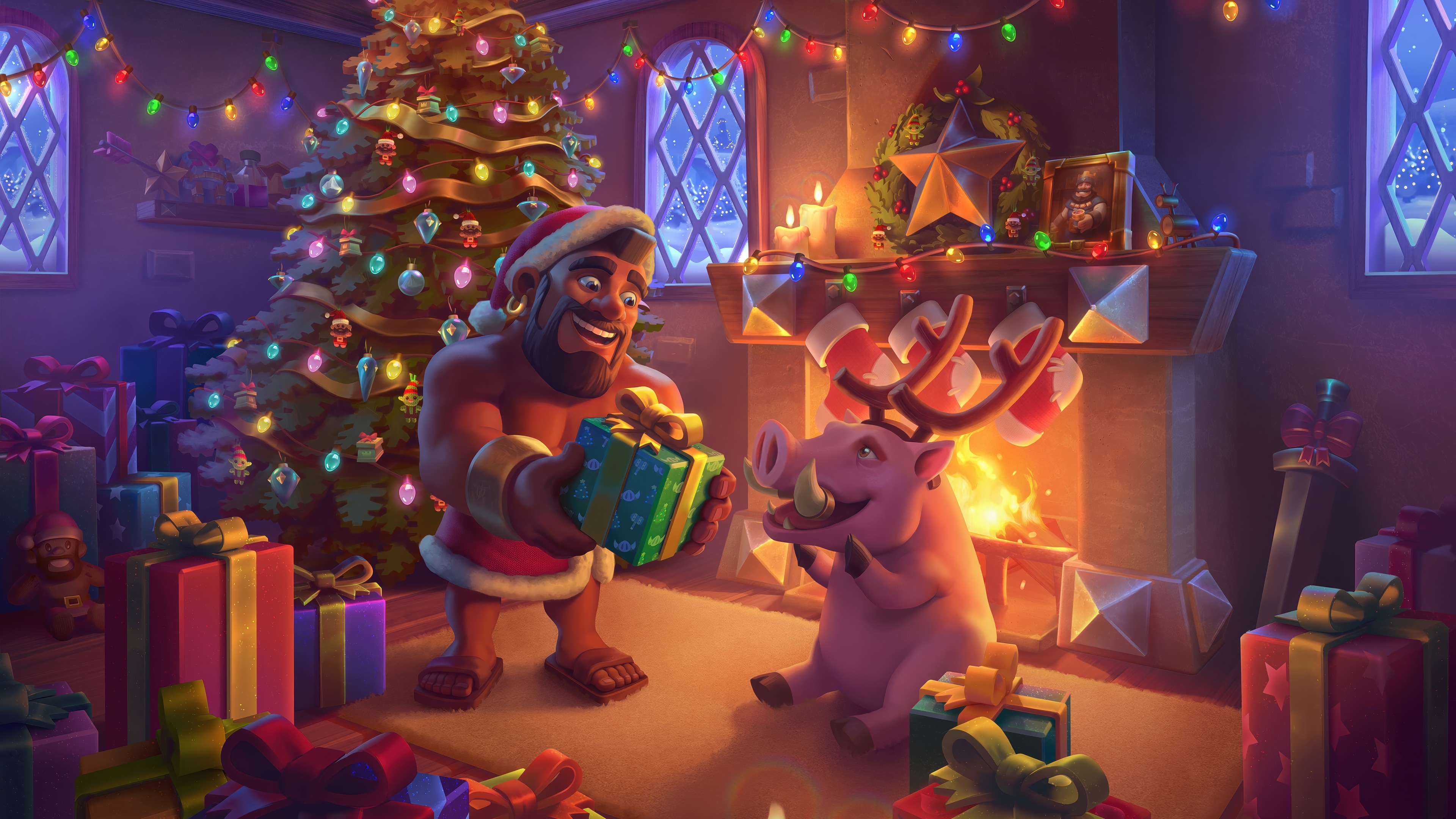 Clash of Clans Hog Rider and Pig with Gifts HD Wallpaper