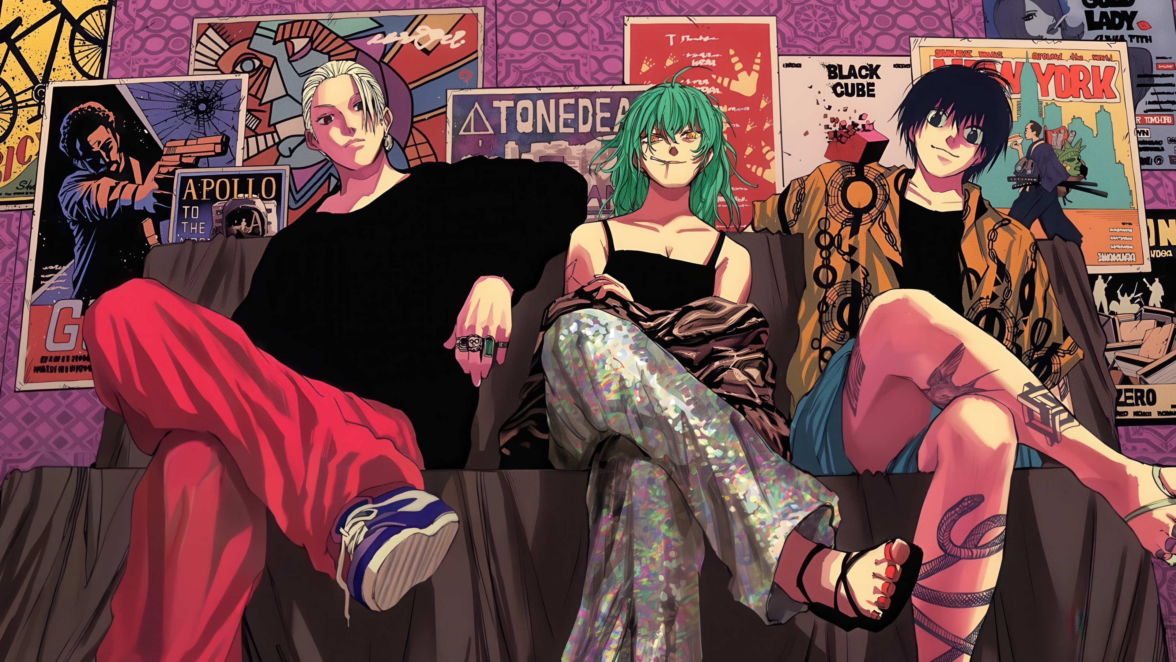 Sakamoto Days: Taro Sakamoto, Rion Akao, and Yoichi Nagumo HD Wallpaper