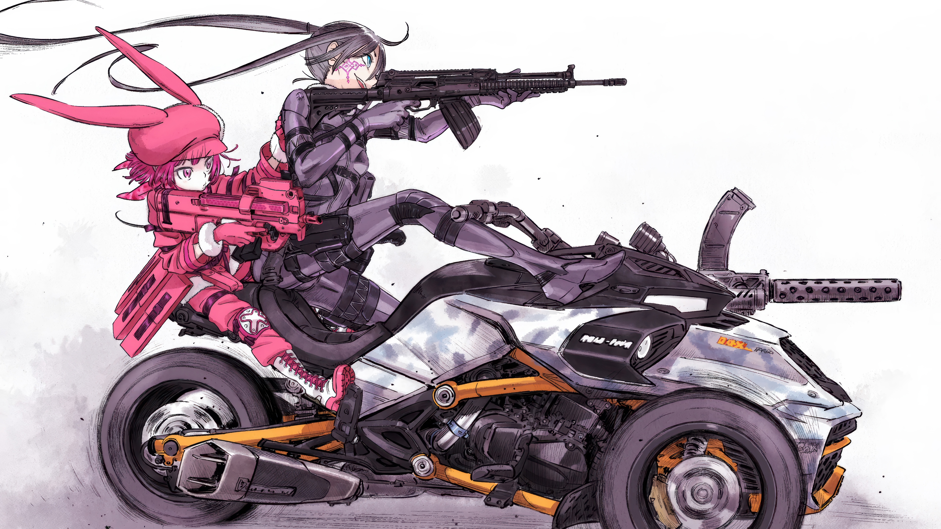 Llenn and Pitohui on a Trike in 4K HD Wallpaper