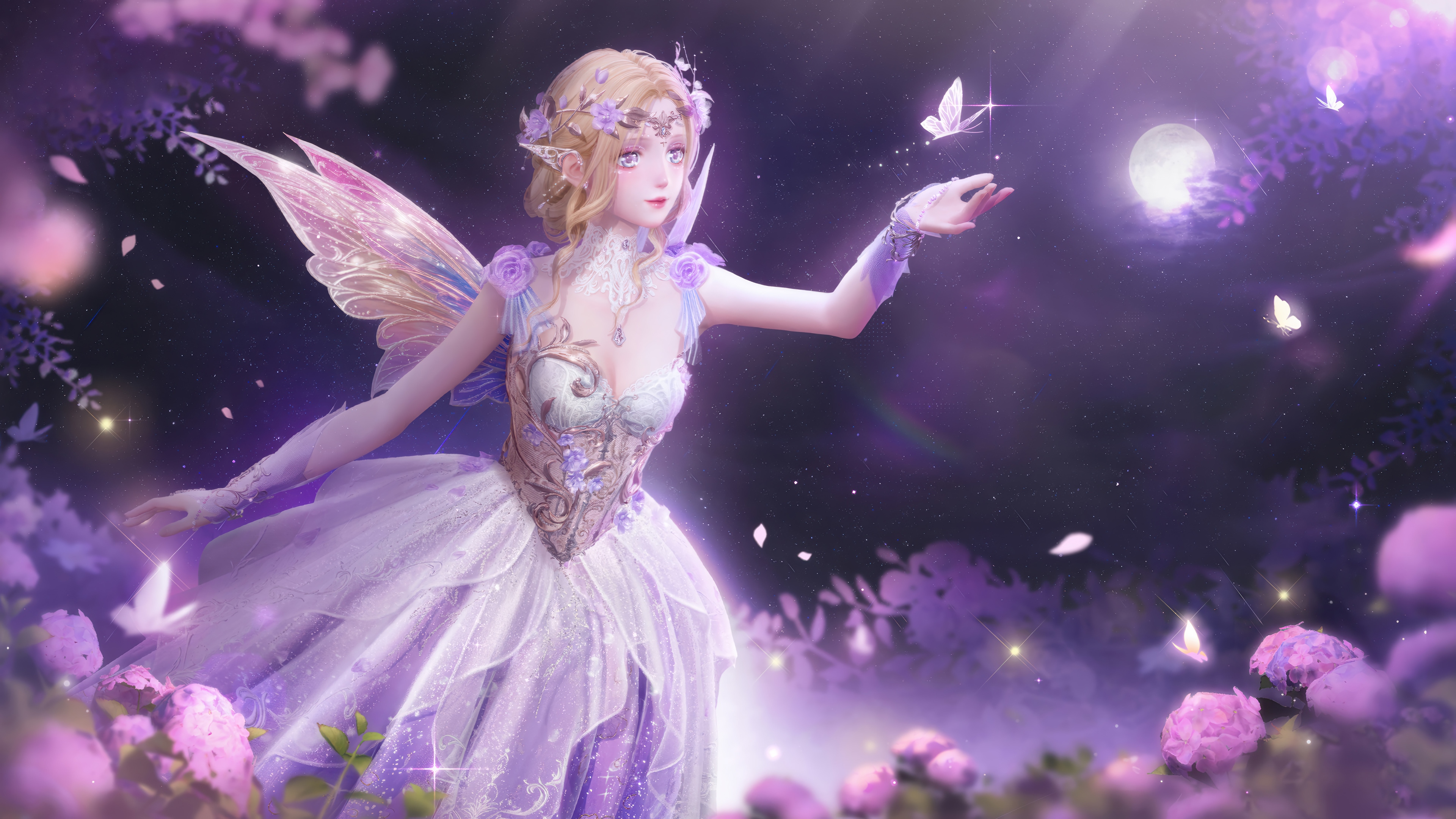 Infinity Nikki 4K Fairy with Butterflies HD Wallpaper