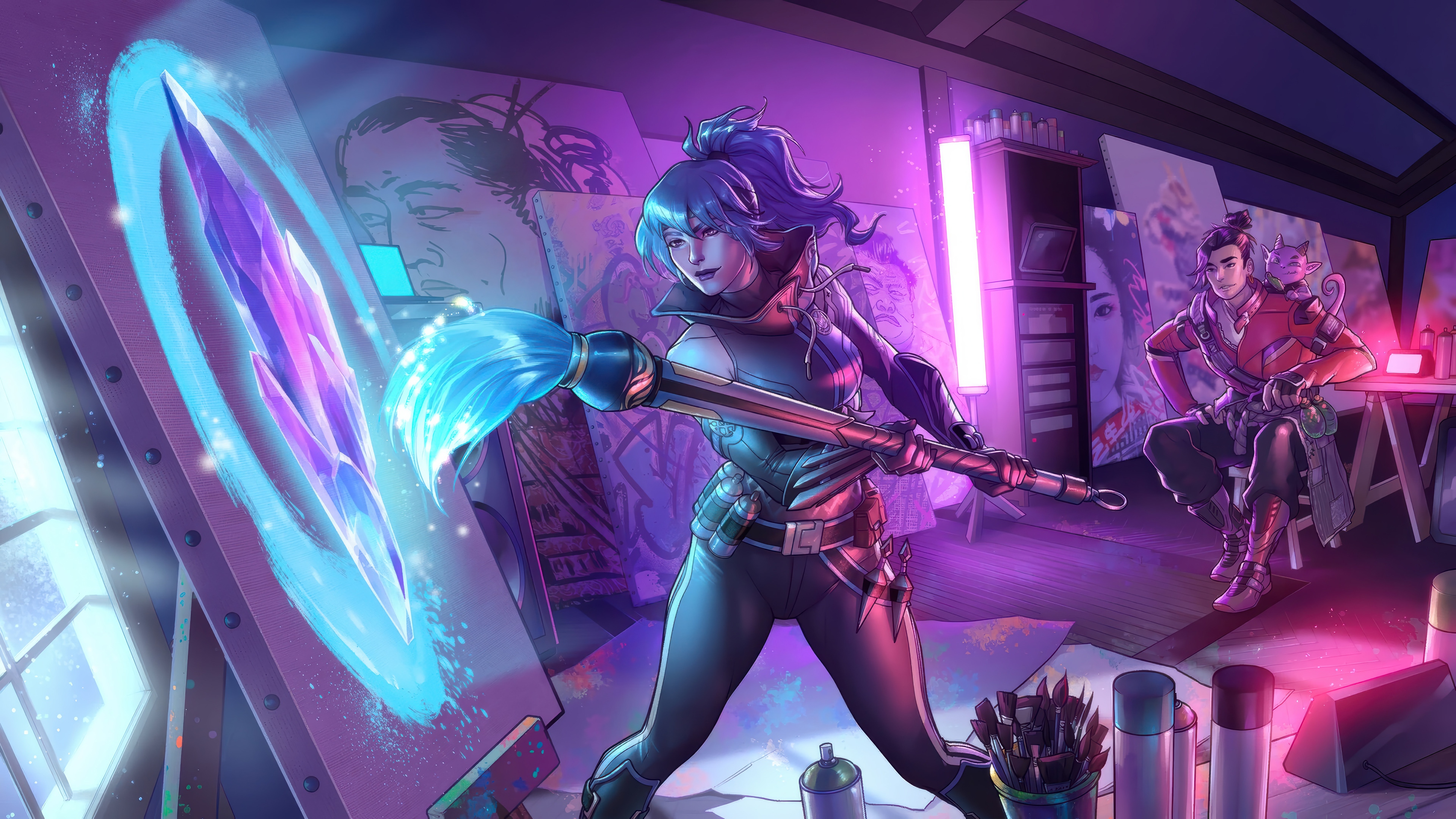 Fortnite characters in an art studio HD Wallpaper