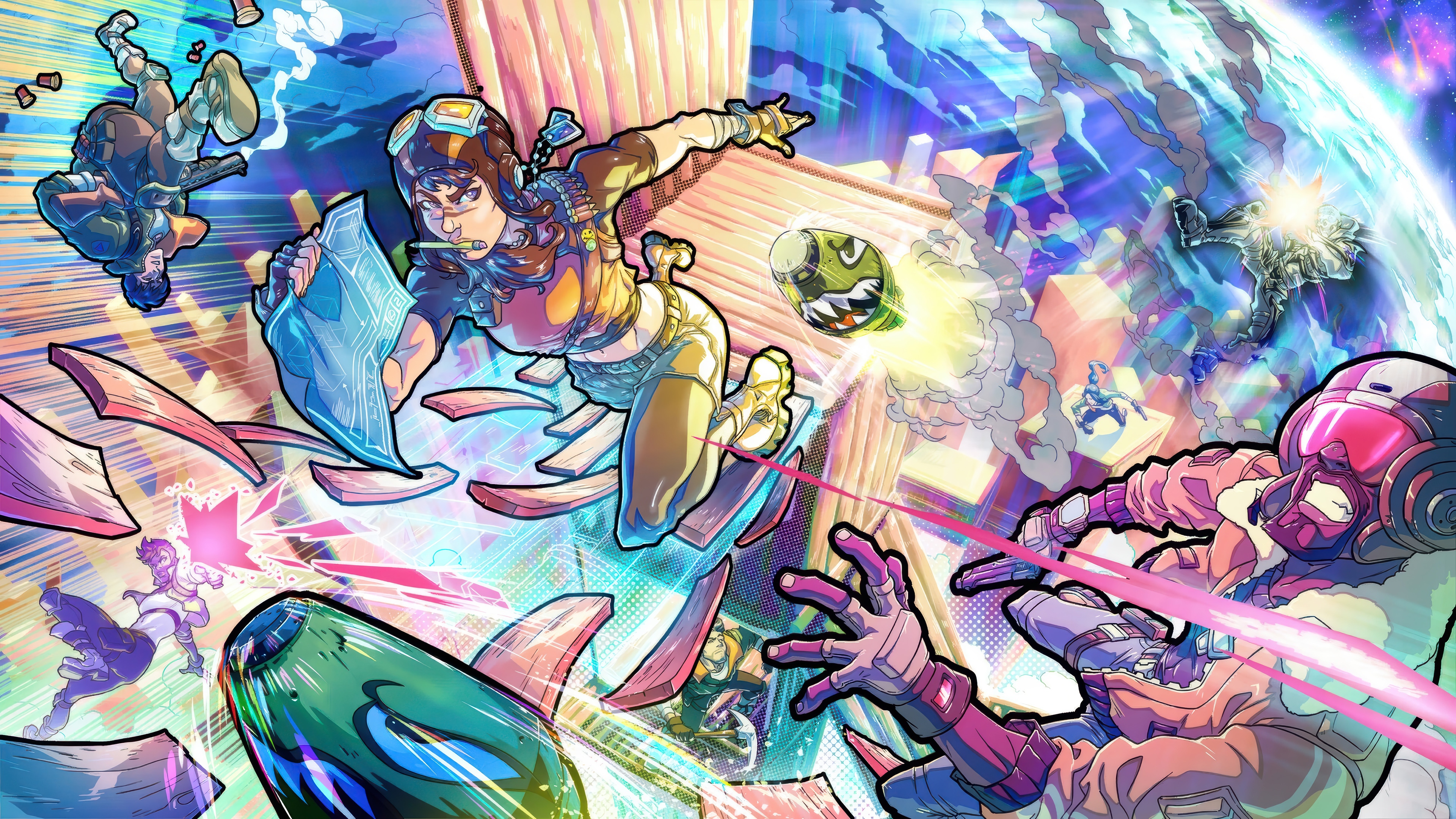 Fortnite characters in a chaotic battle scene 4K HD Wallpaper