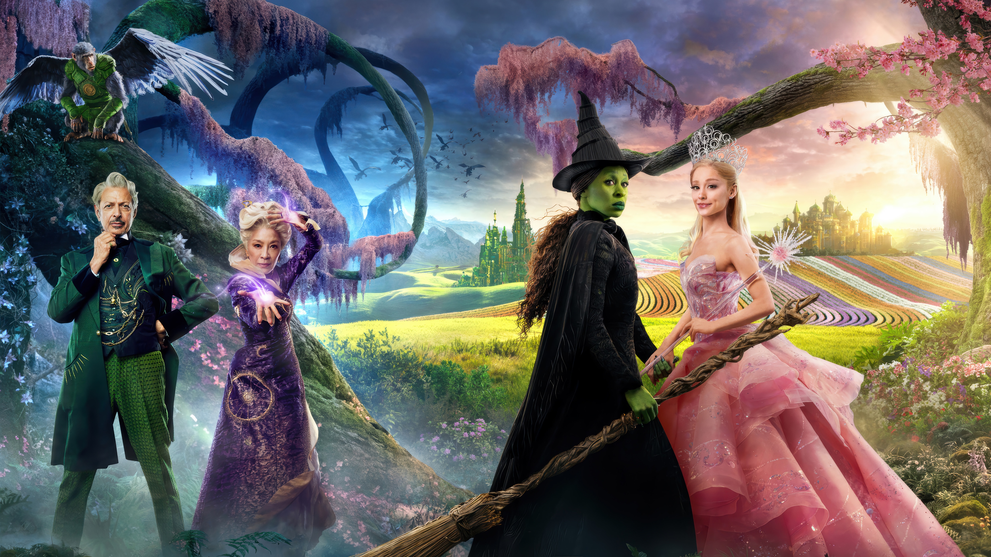 Wicked: Elphaba, Galinda, and The Wizard HD Wallpaper