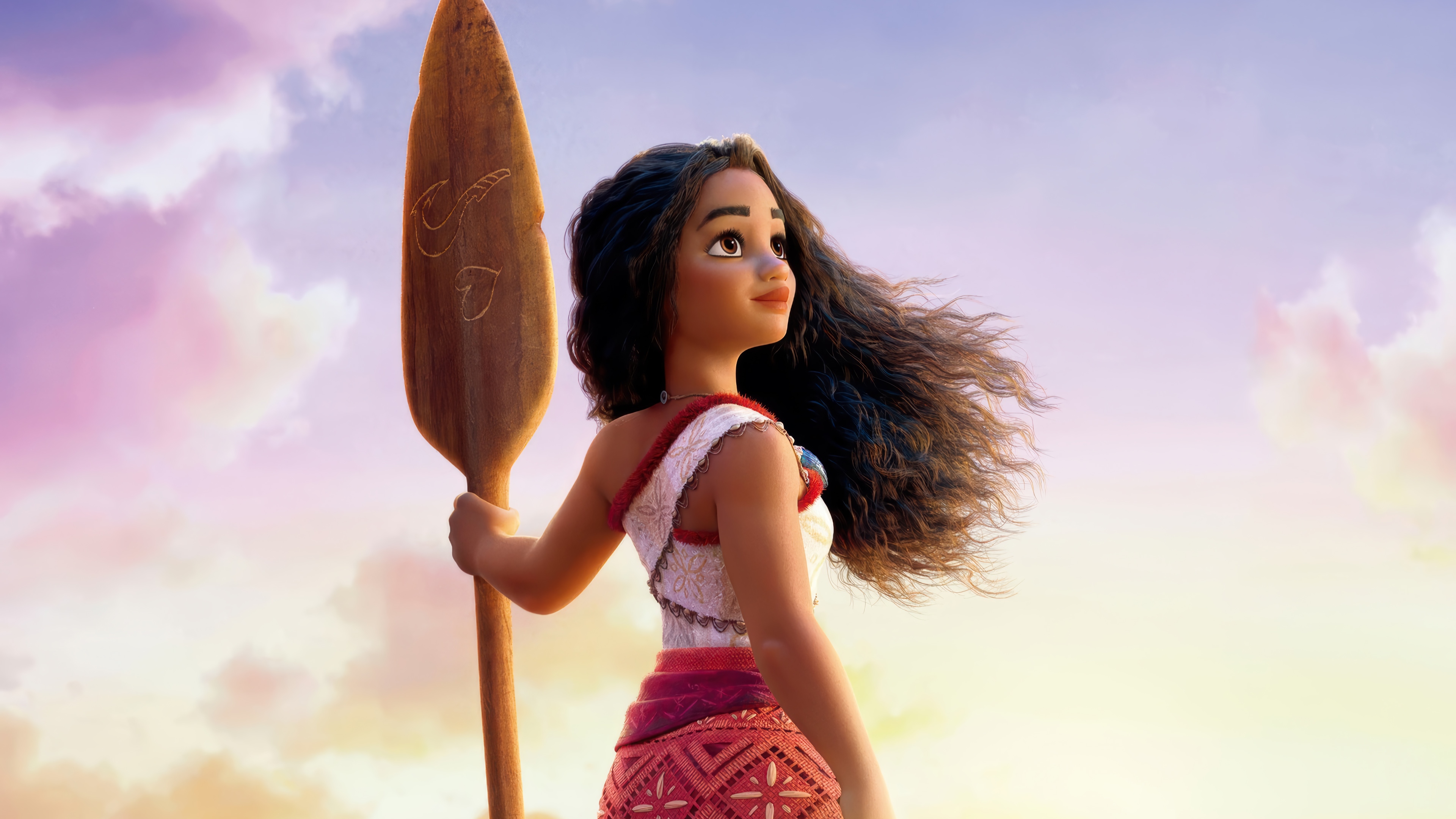 Moana holding a paddle HD Wallpaper