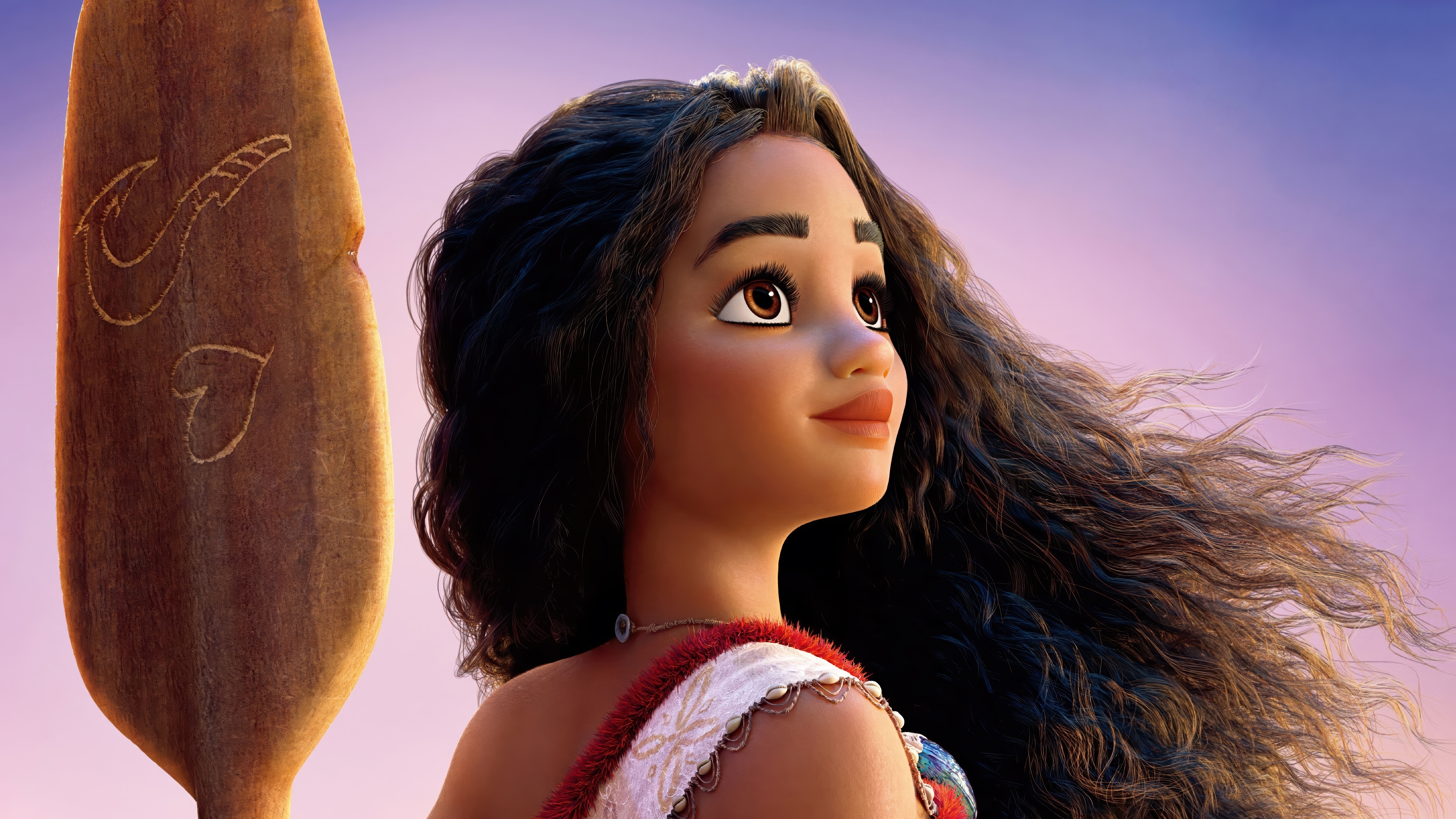 Moana with a paddle HD Wallpaper