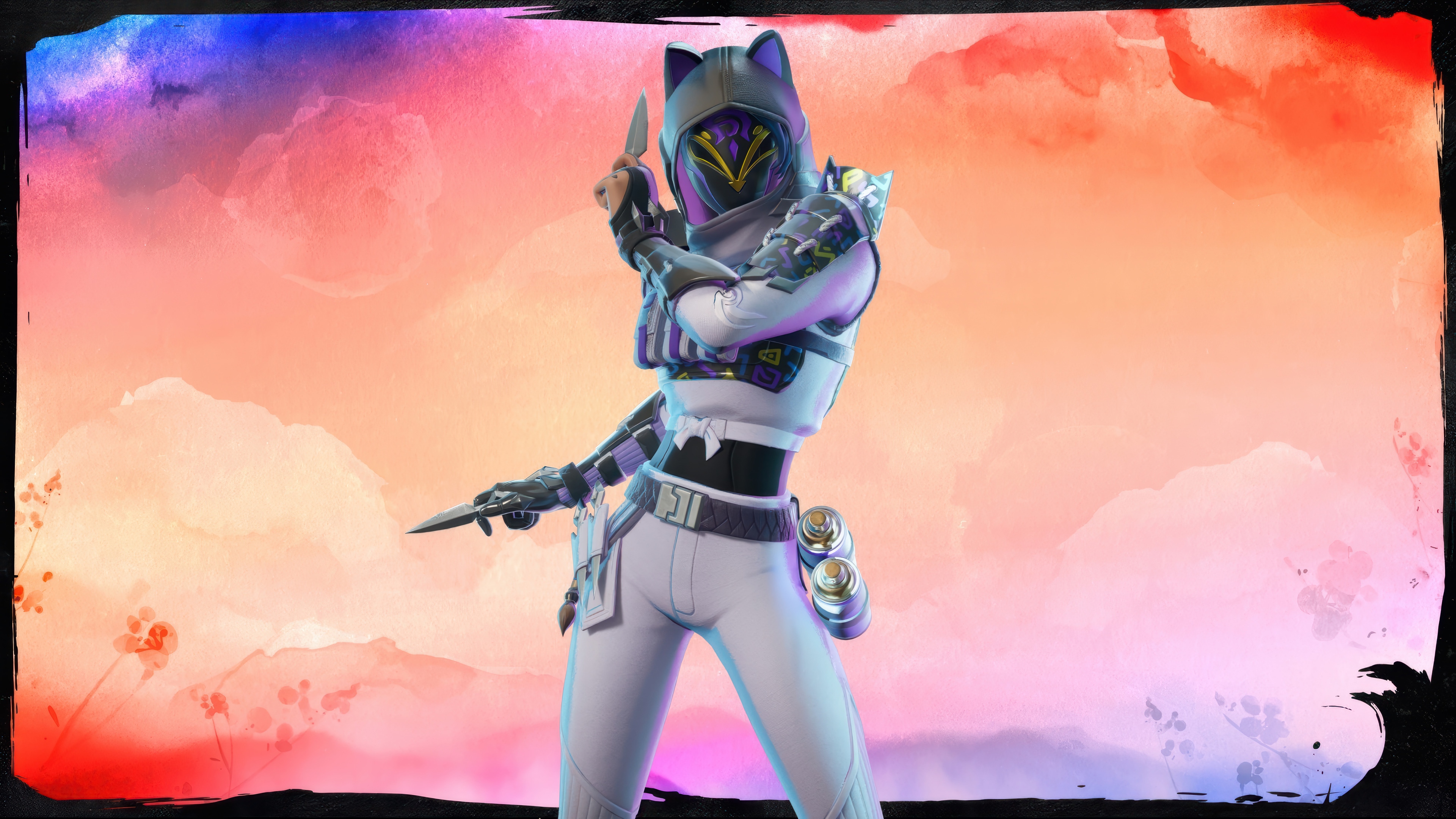 Fortnite Character with Cat Ears and Knives HD Wallpaper
