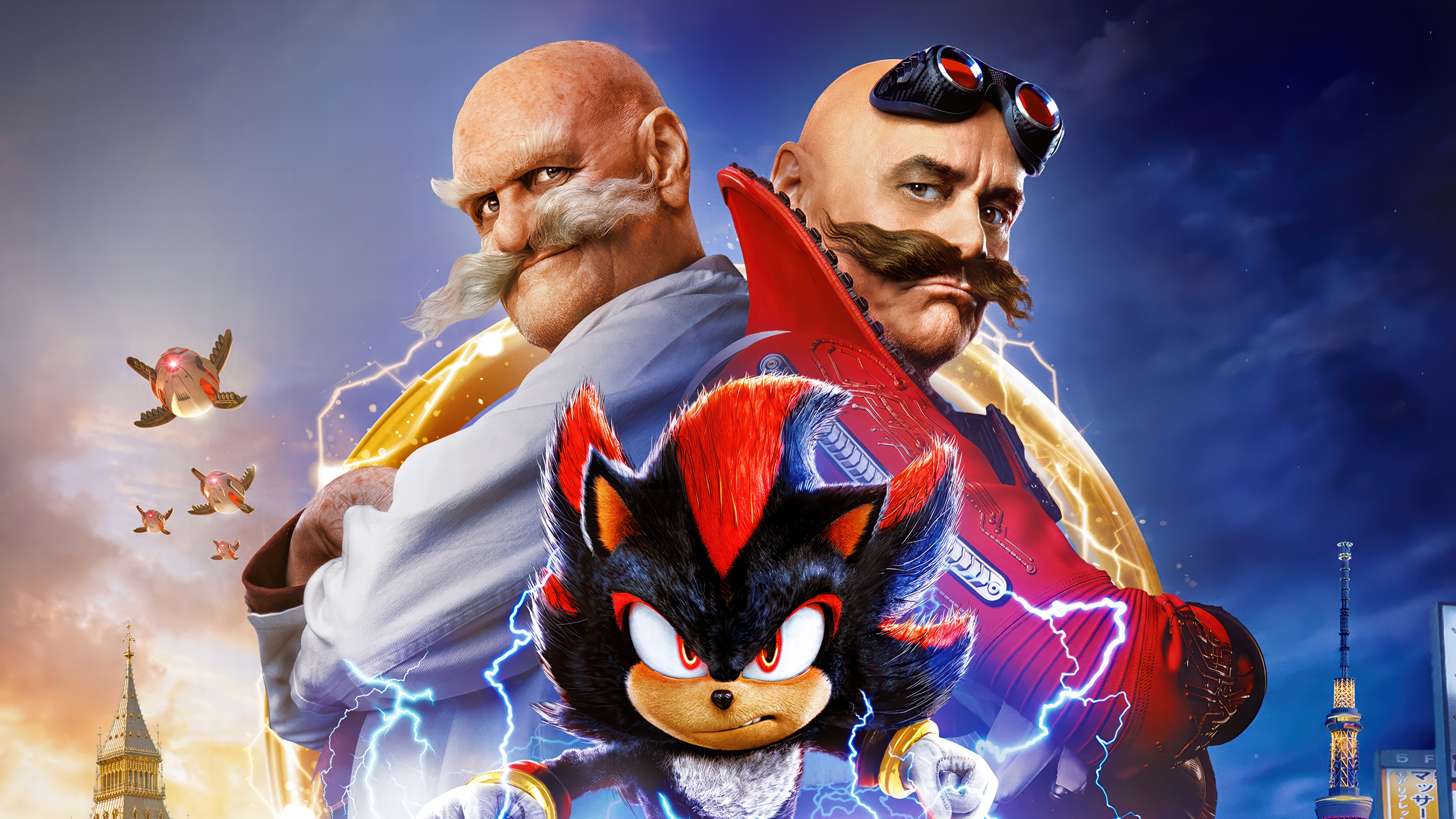 Sonic the Hedgehog 3: Shadow, Robotnik, and Gerald Robotnik 4K HD Wallpaper