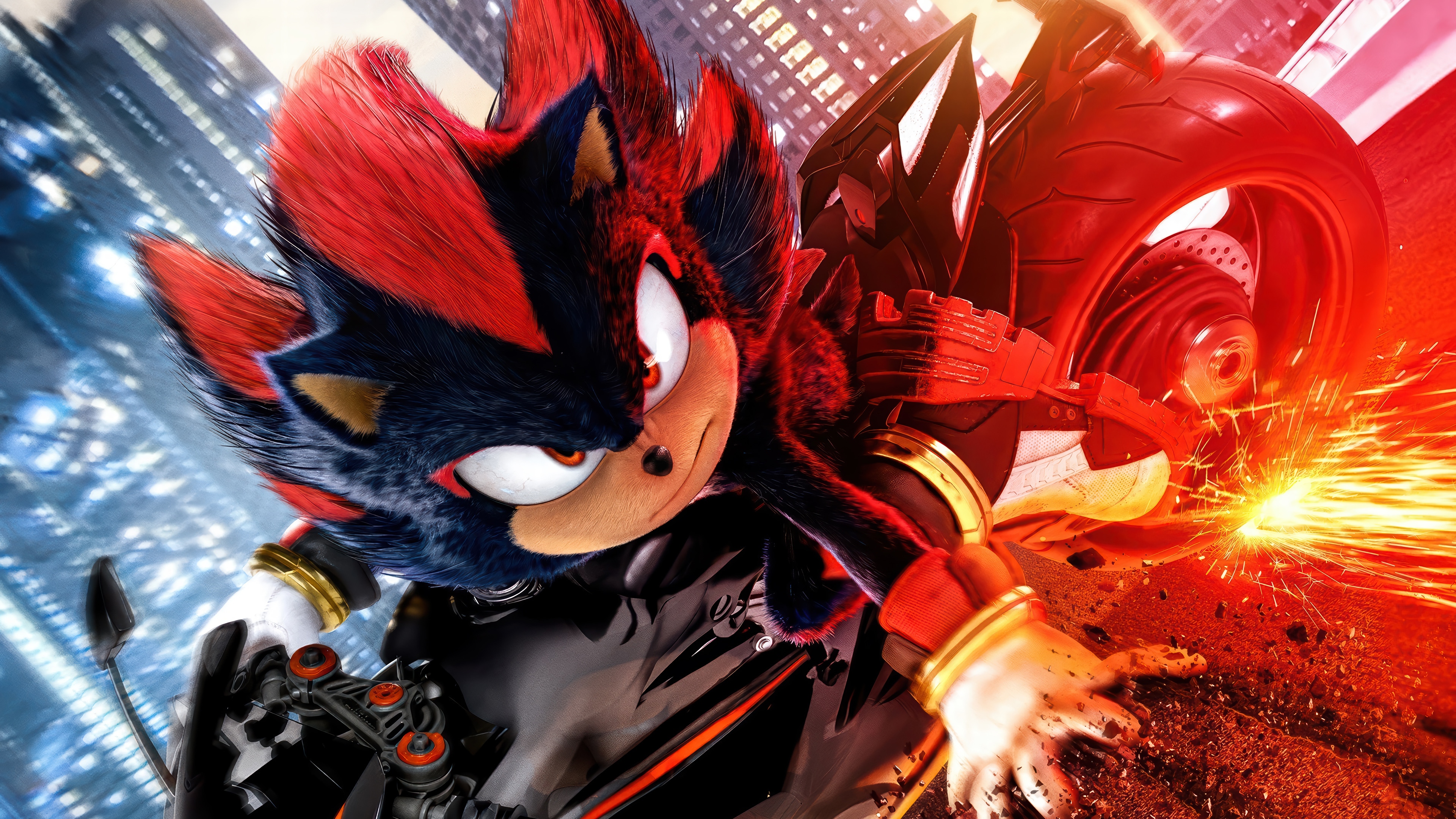 Shadow the Hedgehog on a Motorcycle in 4K HD Wallpaper