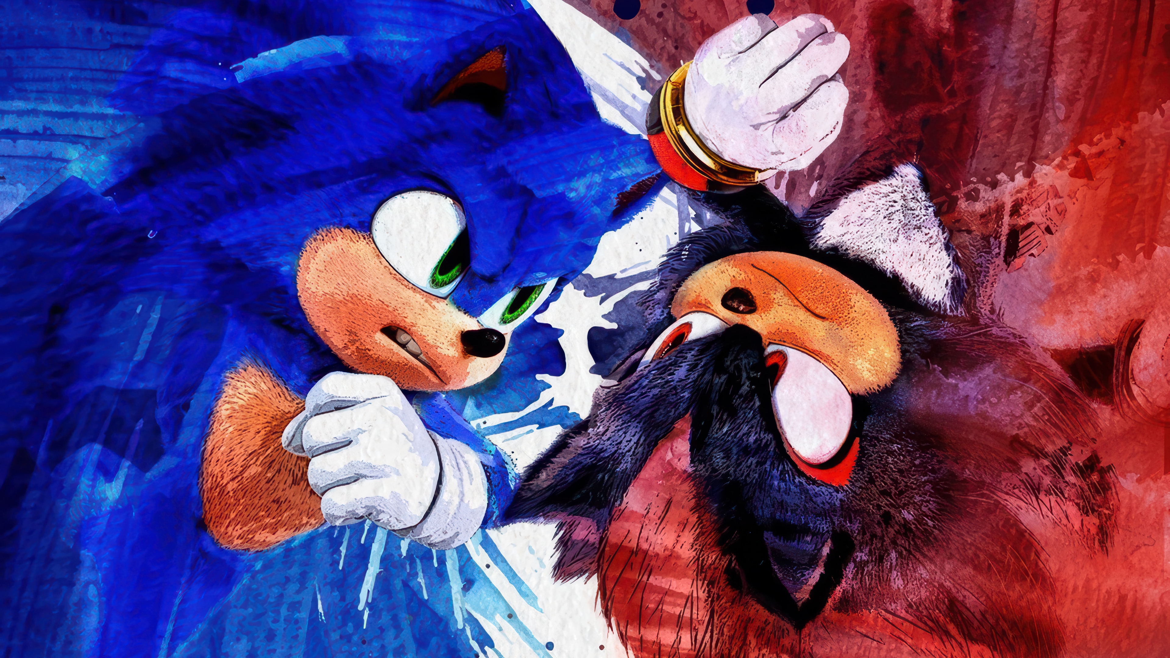 Sonic the Hedgehog 3 Movie Sonic vs Shadow 4K HD Wallpaper