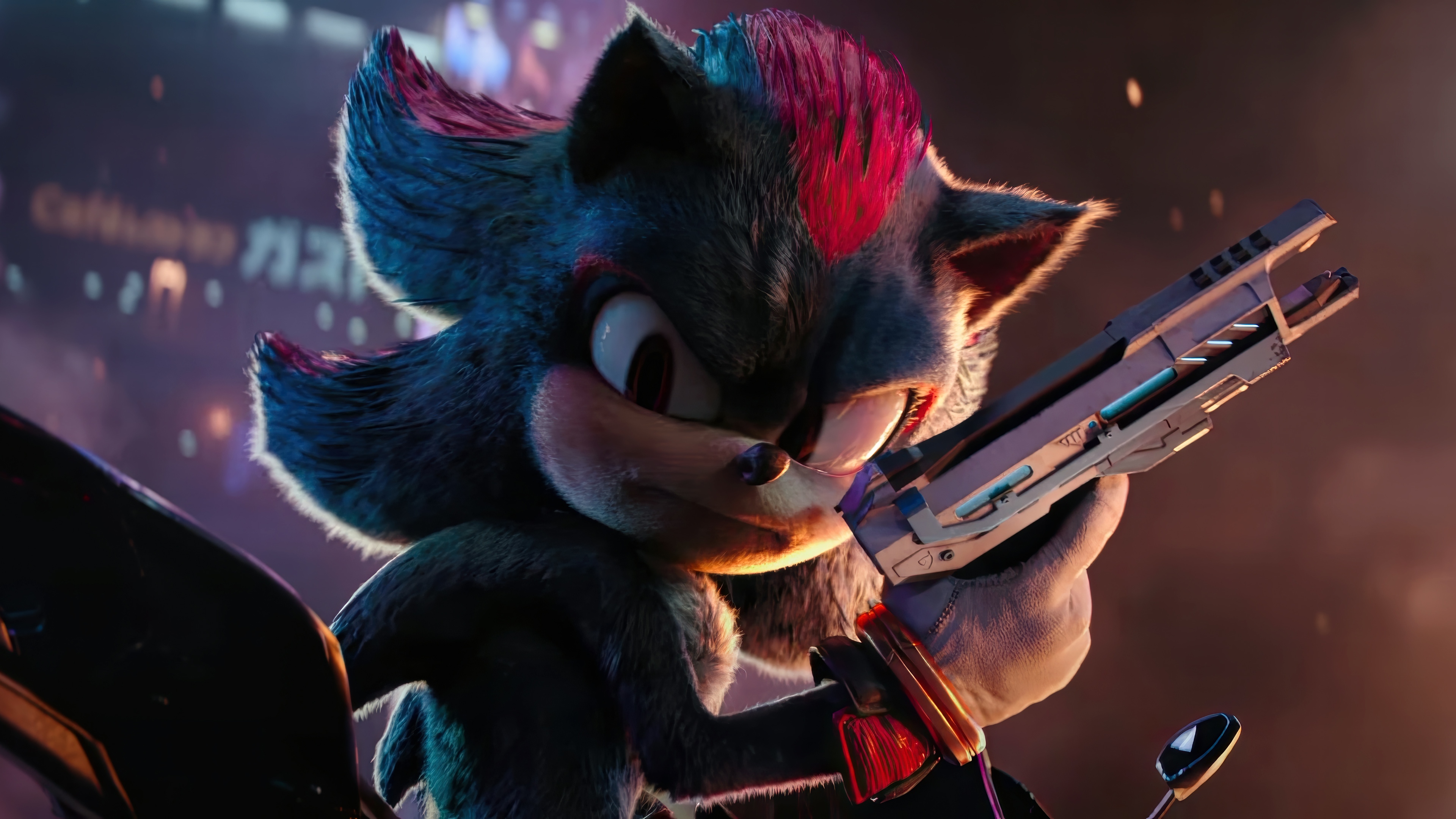 Shadow the Hedgehog holding a weapon in 4K HD Wallpaper