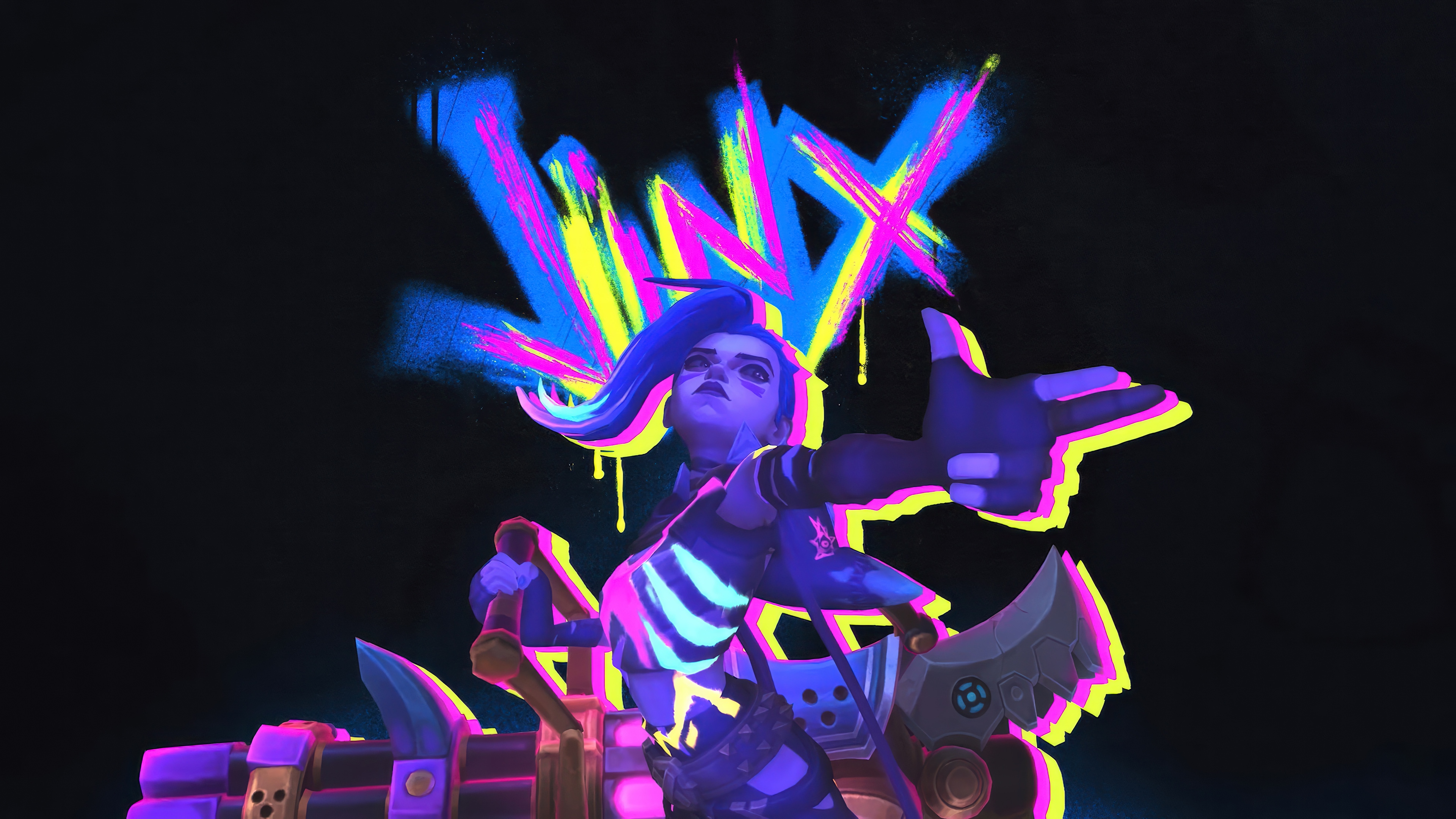 Jinx from League of Legends with graffiti HD Wallpaper