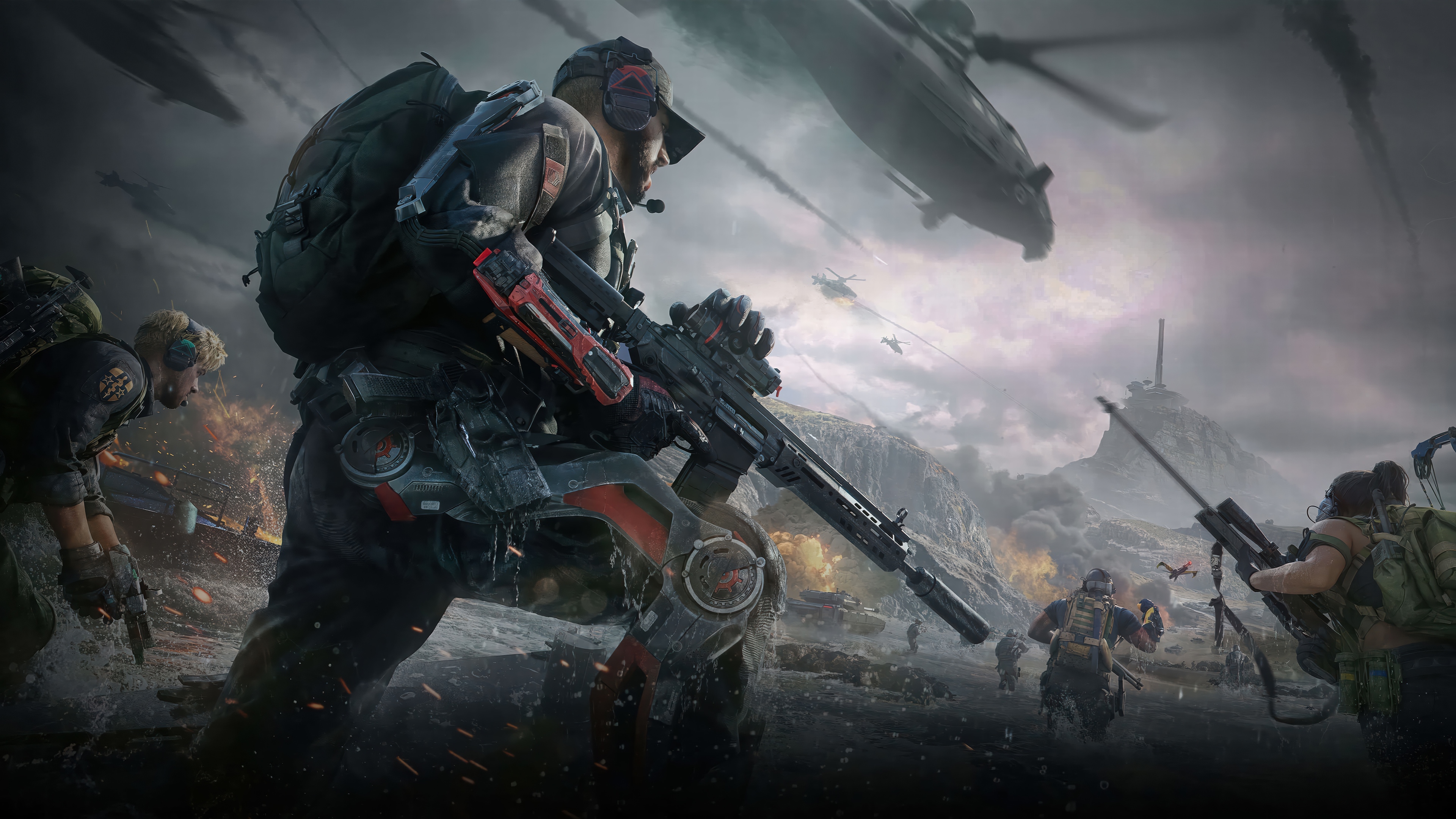 Delta Force soldiers in a battle scene HD Wallpaper