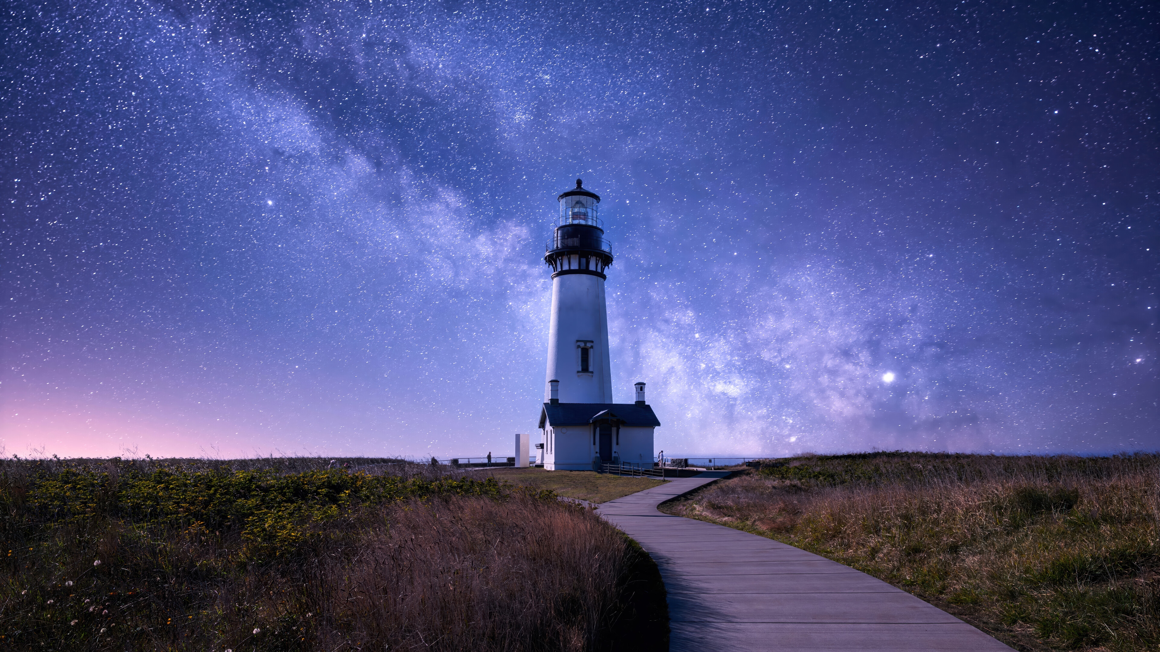 Lighthouse under the Milky Way 4K HD Wallpaper