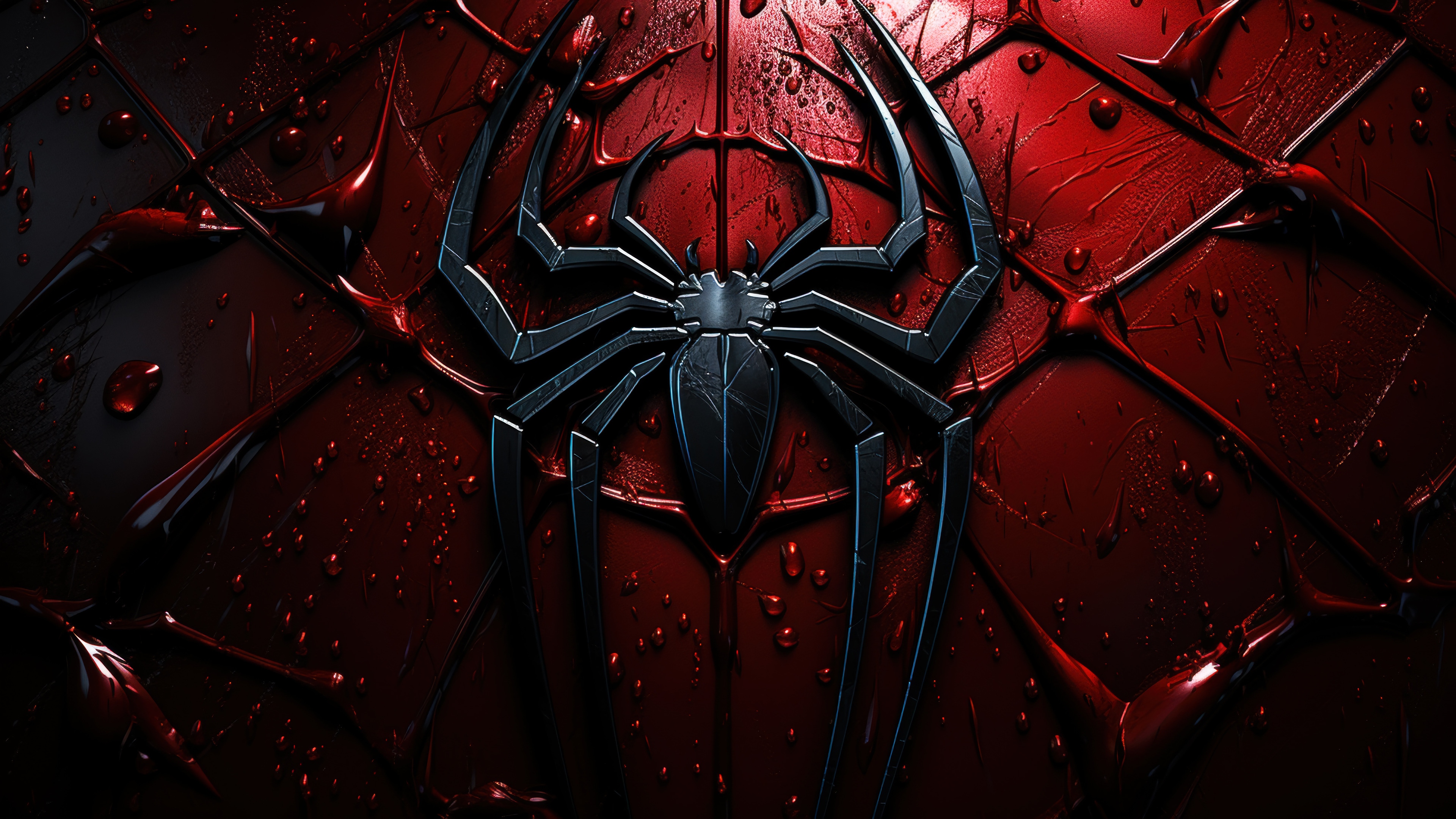 Spider-Man Logo on Red Textured Background 4K HD Wallpaper