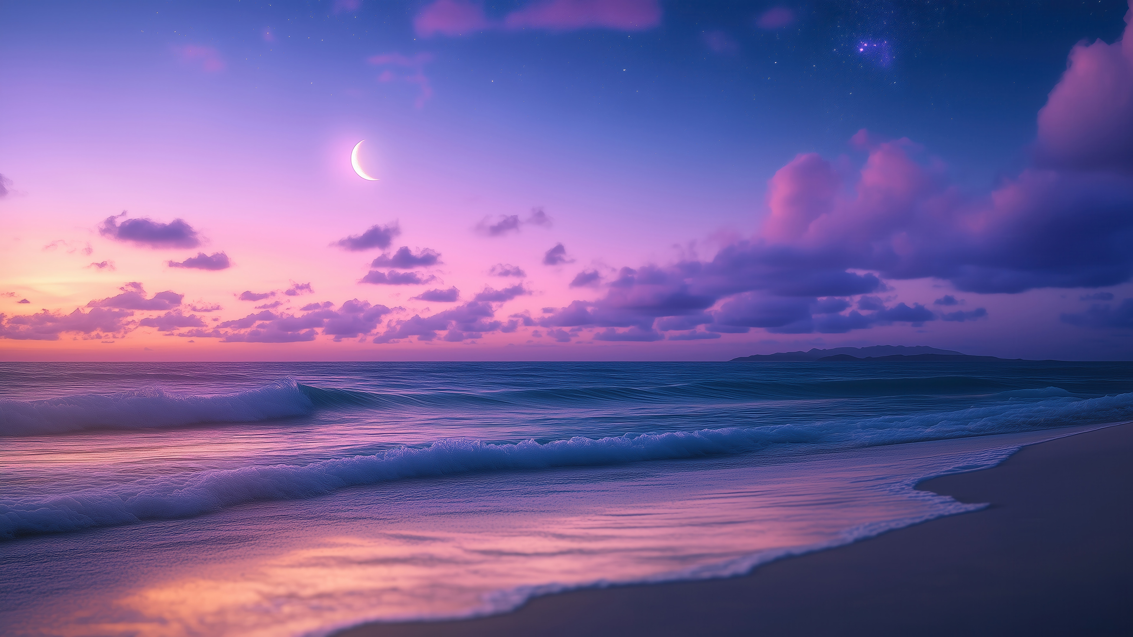Beach Waves Sunrise Sky Clouds Scenery 4K HD Wallpaper