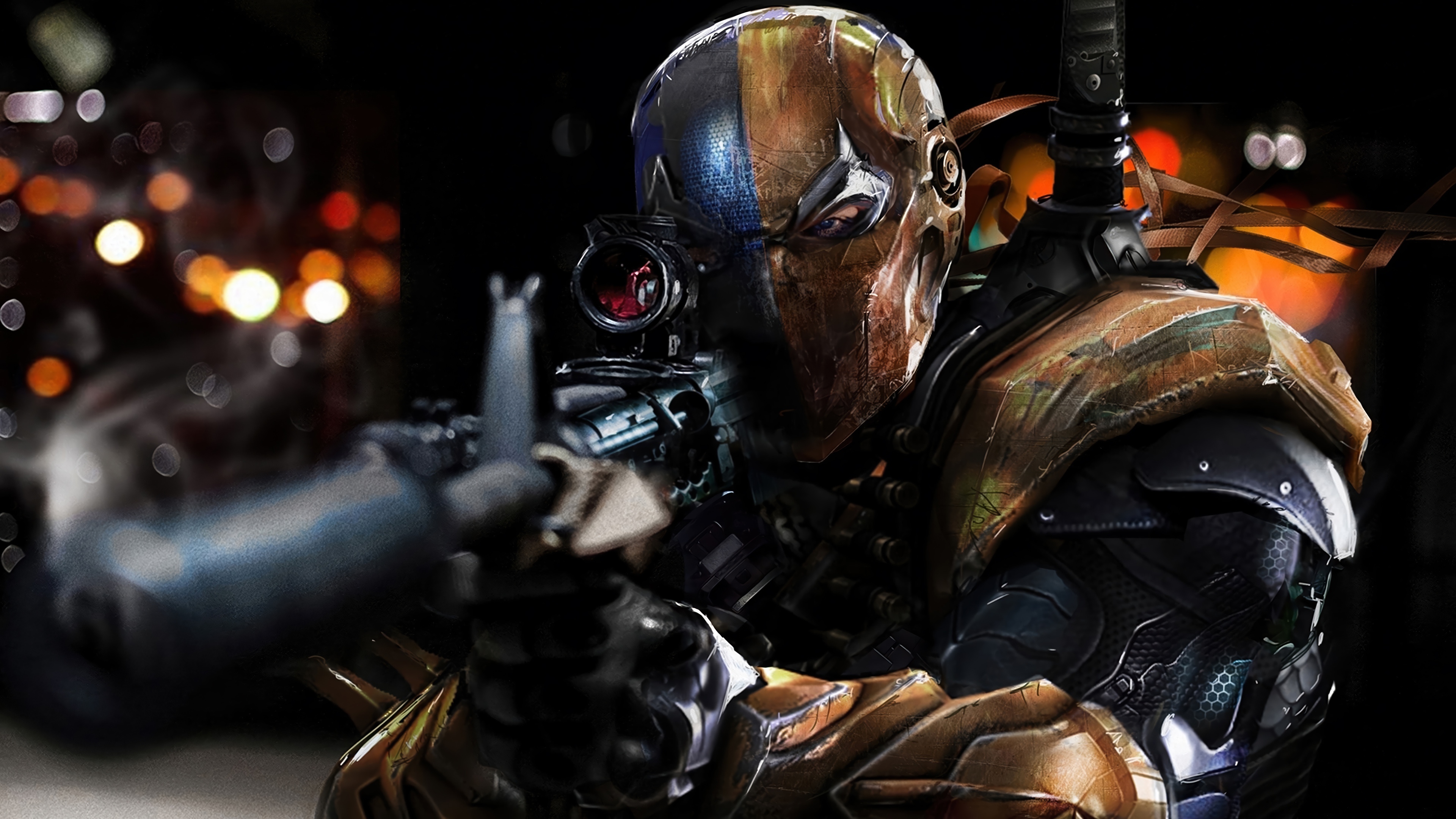 Deathstroke aiming a rifle in 4K HD Wallpaper