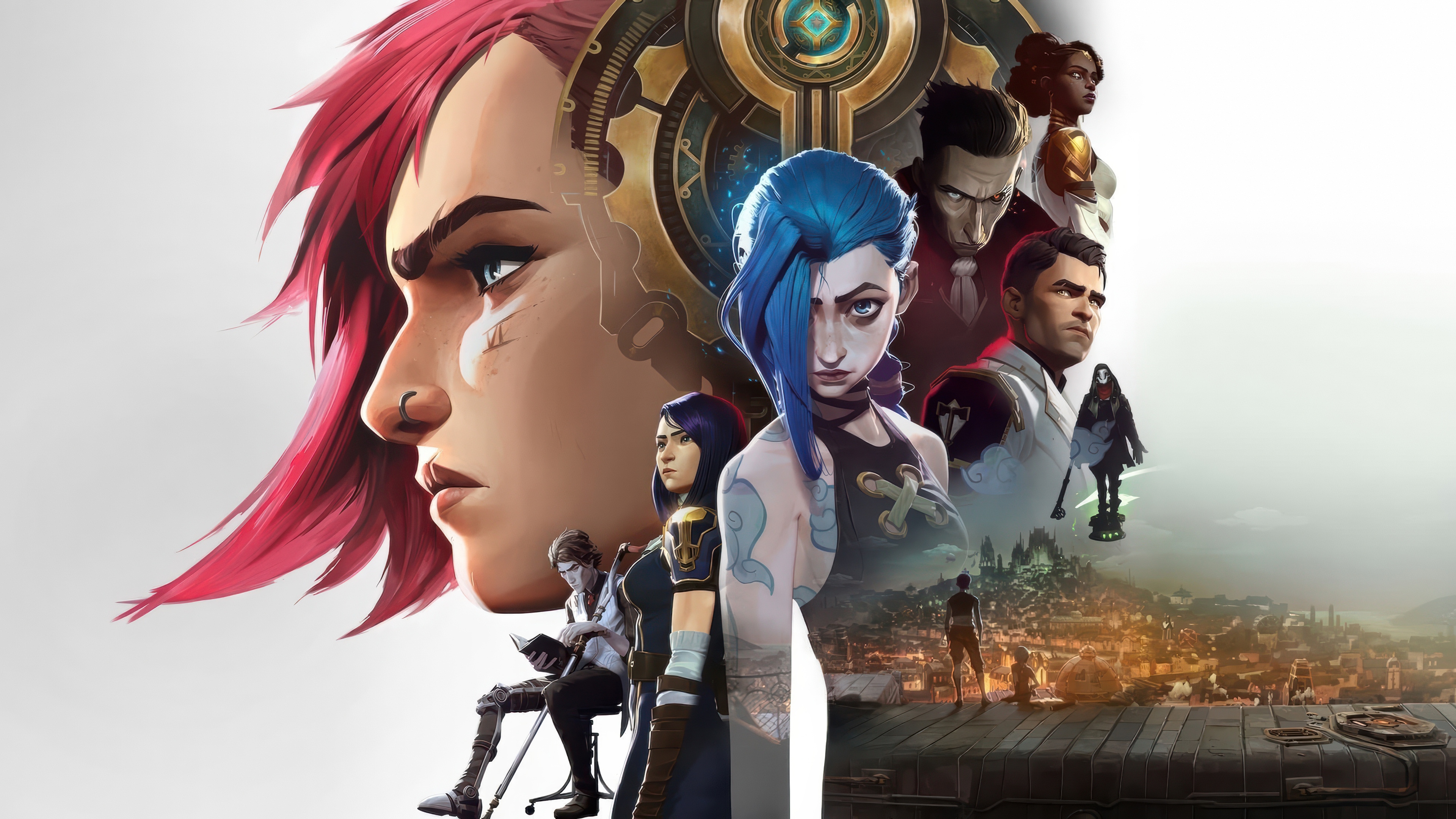 Arcane Series Characters Jinx Caitlyn Jayce Silco Vi Viktor 4K HD Wallpaper