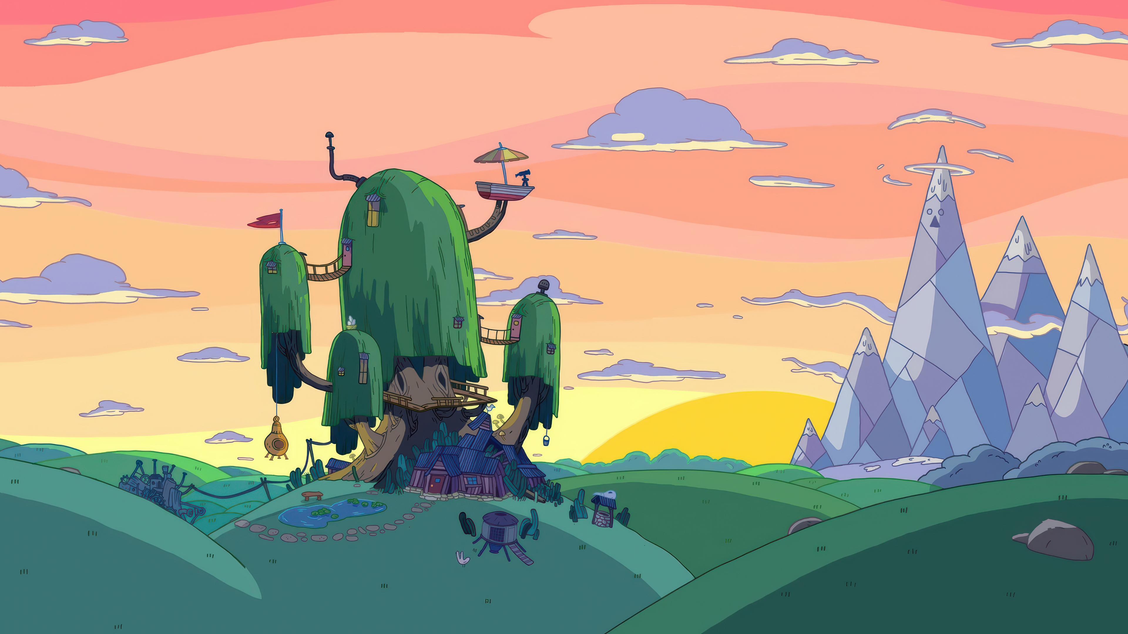 Adventure Time Tree House at Sunset 4K HD Wallpaper