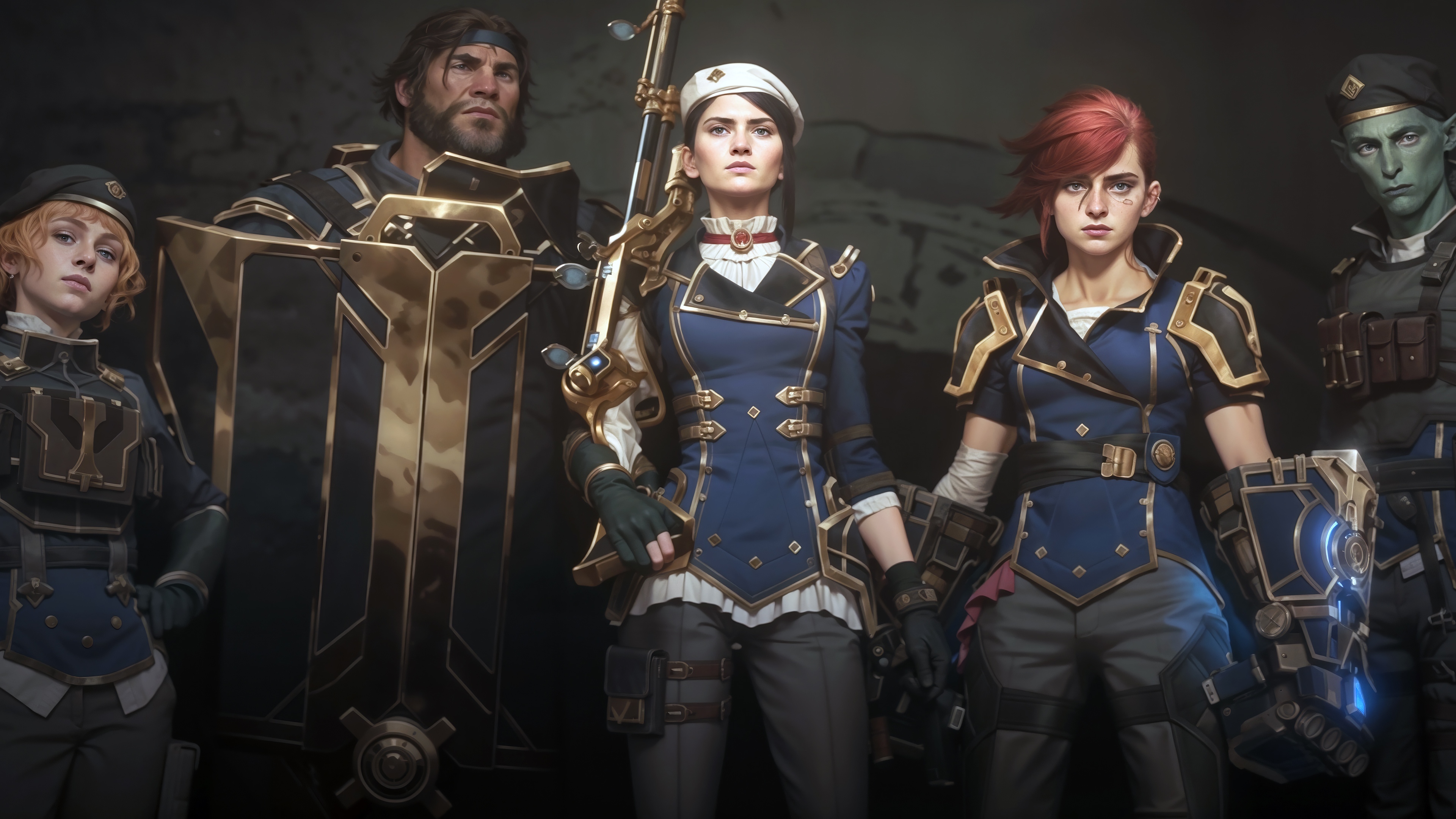 Arcane: Caitlyn, Vi, and allies in uniform HD Wallpaper