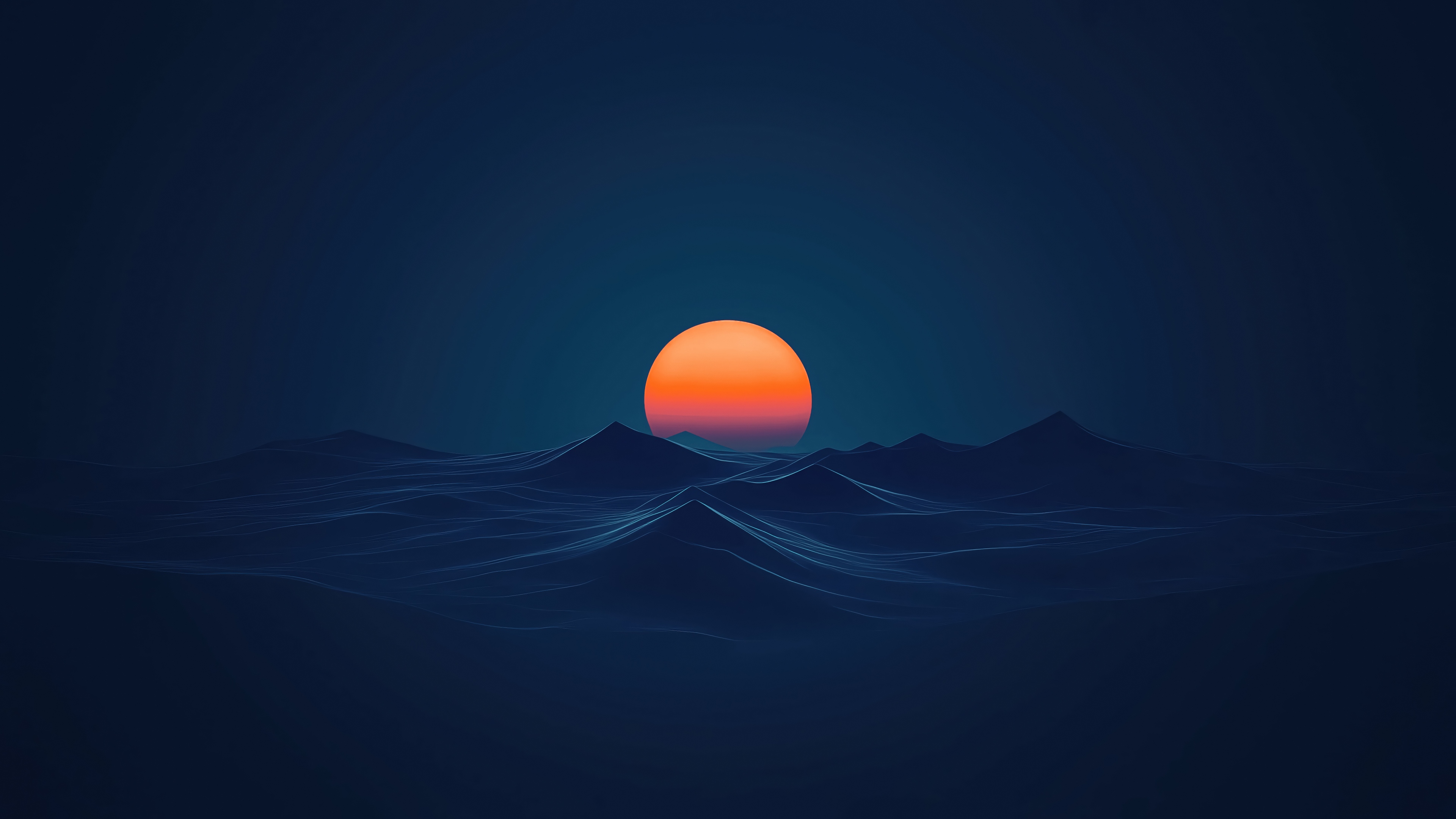 Minimalist Sunset Over Ocean Waves 4K HD Wallpaper
